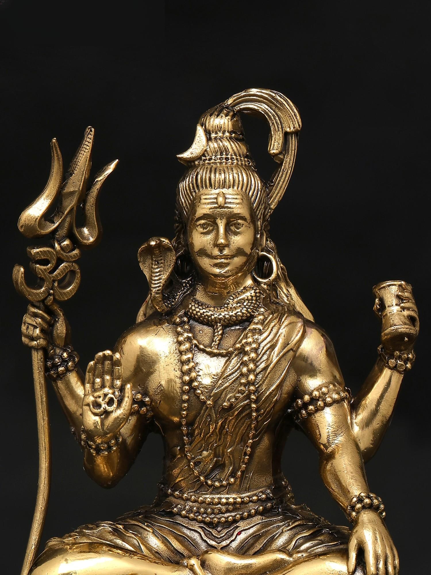 5" Small Superfine Four Armed Blessing Lord Shiva / Brass Statue - 2