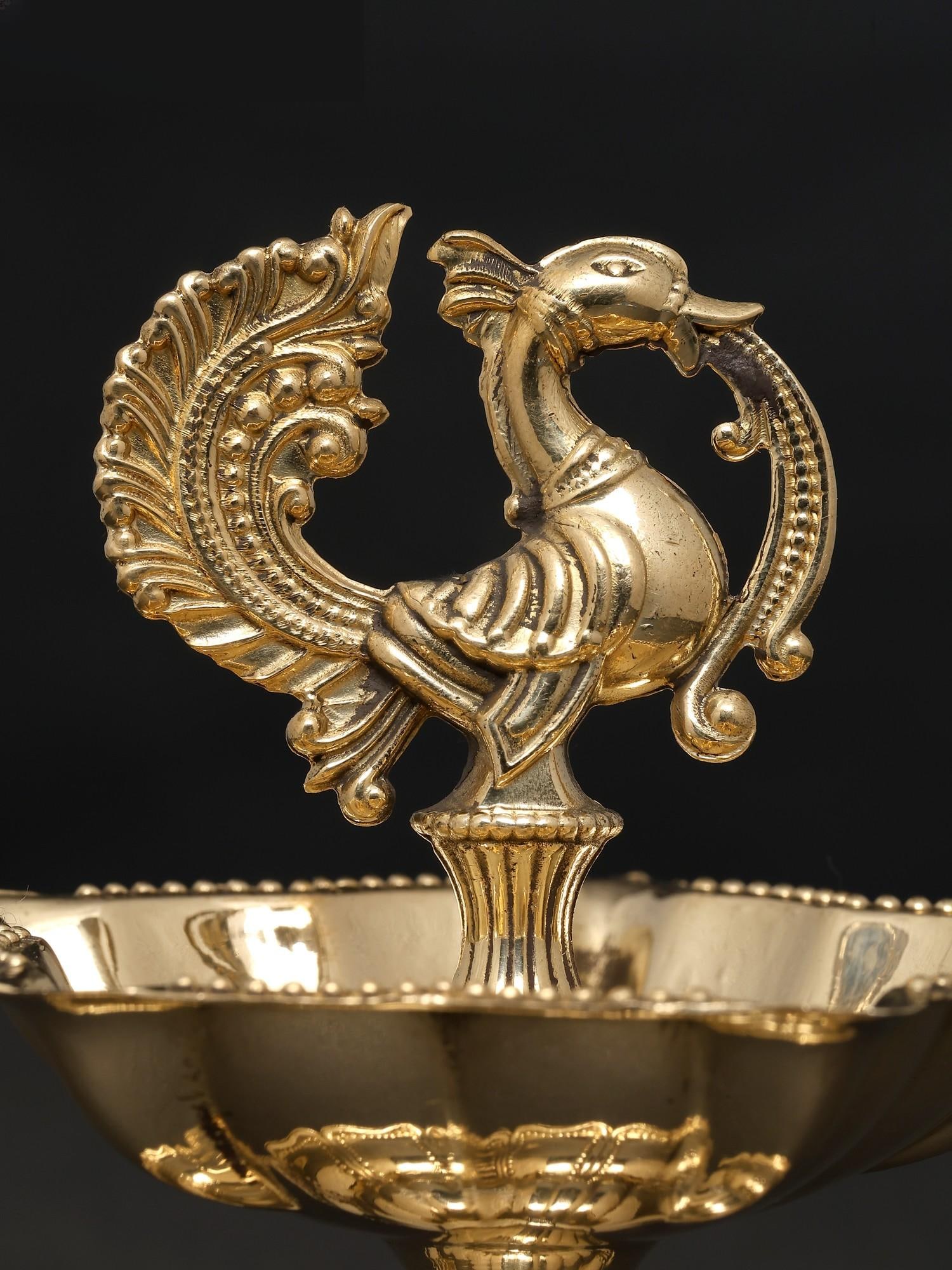 3" Small Superfine Peacock Lamp in Brass - 2