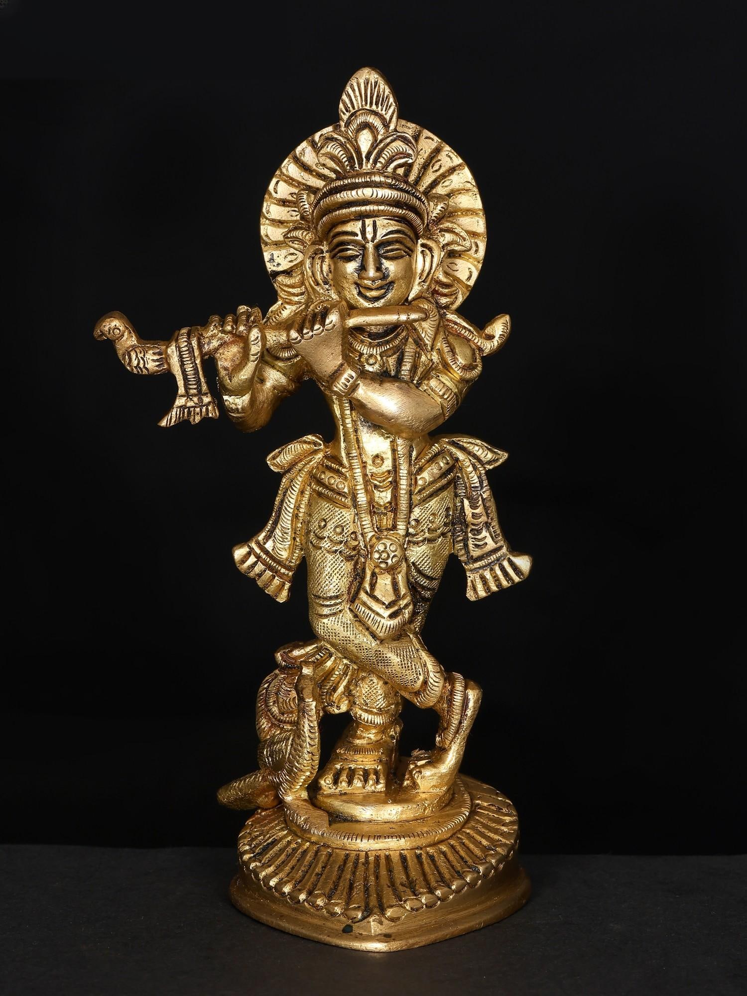 6" Small Fluting Lord Krishna / Brass Statue: Title: 6" Small Fluting Lord Krishna / Brass Statue Description: Additional Information: itemcode: DDP091 Reserve: $73.00 Shipping: Domestic: Shipping rates are determined by destination