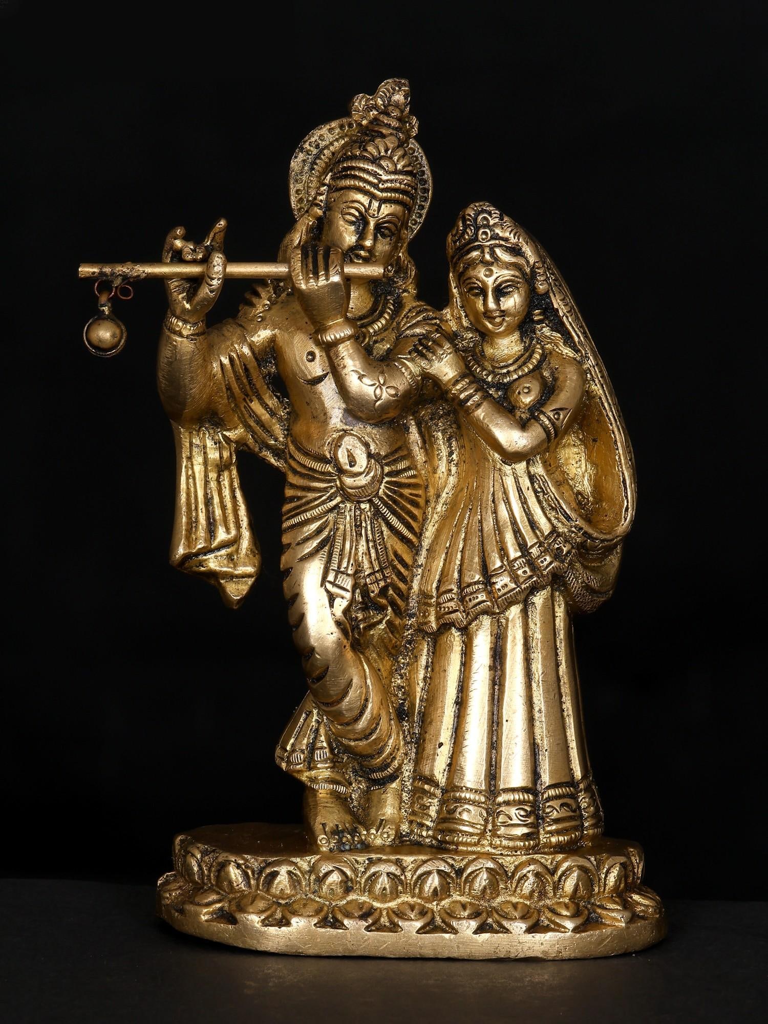 5" Small Standing Radha Krishna / Brass Statue: Title: 5" Small Standing Radha Krishna / Brass Statue Description: Additional Information: itemcode: DDP092 Reserve: $77.00 Shipping: Domestic: Shipping rates are determined by destination