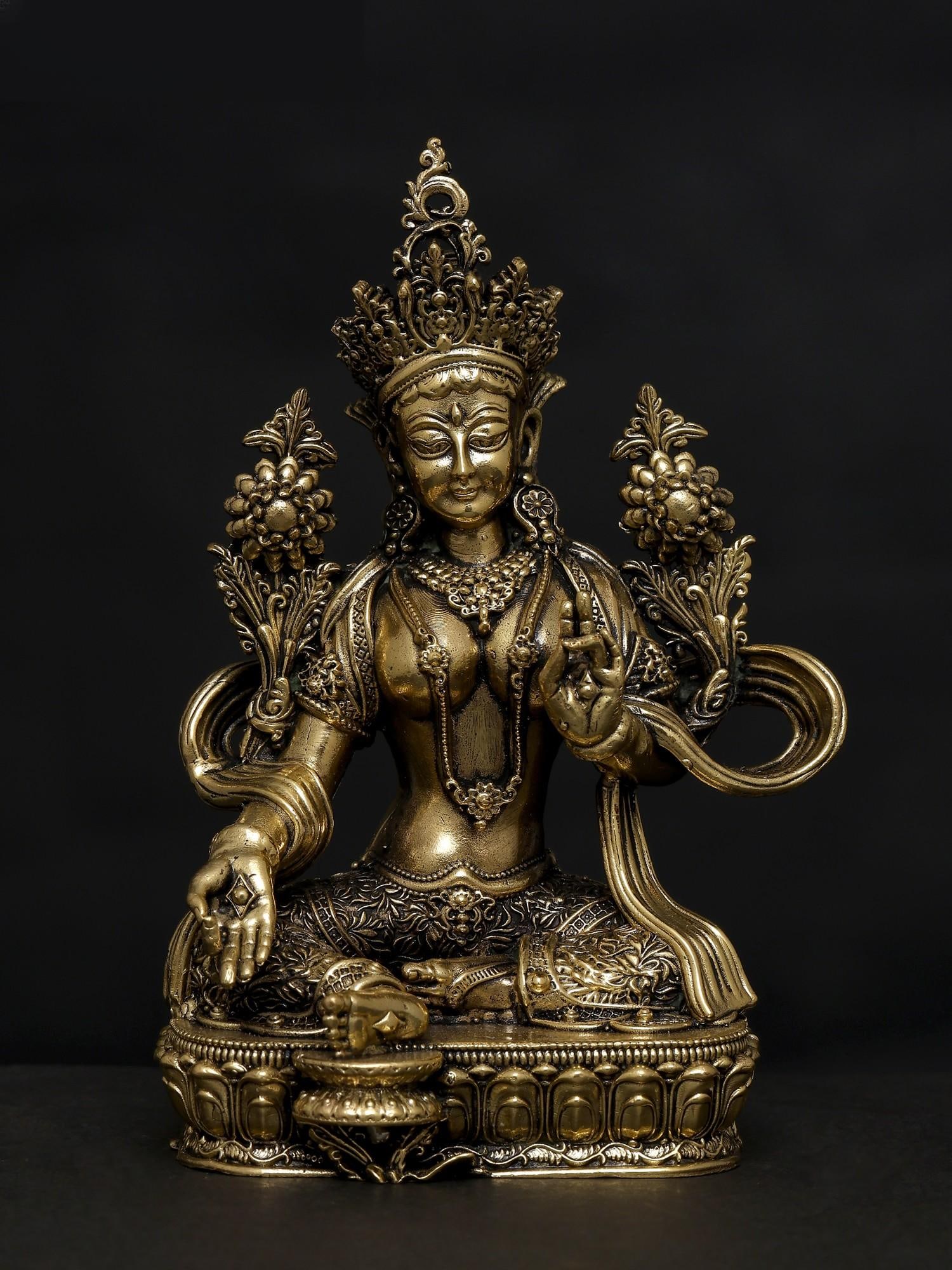4" Small Superfine Goddess Green Tara / Brass Statue: Title: 4" Small Superfine Goddess Green Tara / Brass Statue Description: Additional Information: itemcode: DDP096 Reserve: $77.00 Shipping: Domestic: Shipping rates are determined by destination