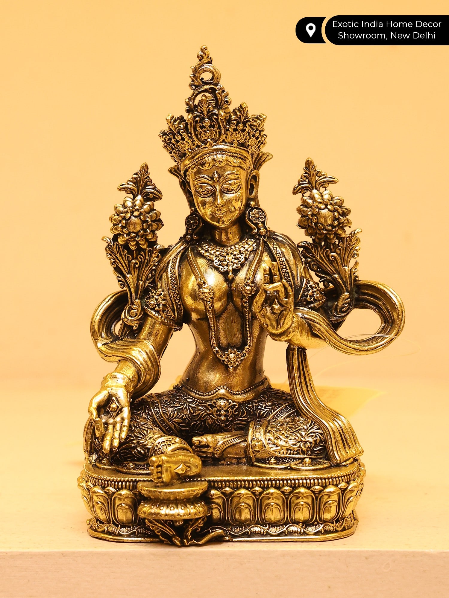 4" Small Superfine Goddess Green Tara / Brass Statue - 2