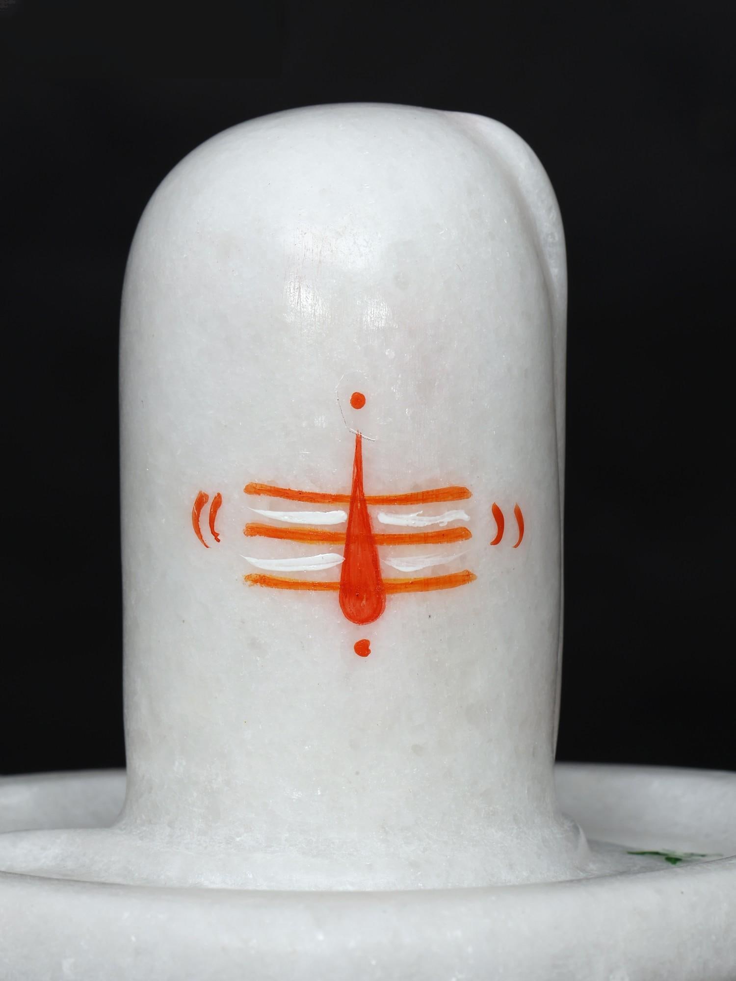 6" Shivalingam in White Marble - 2