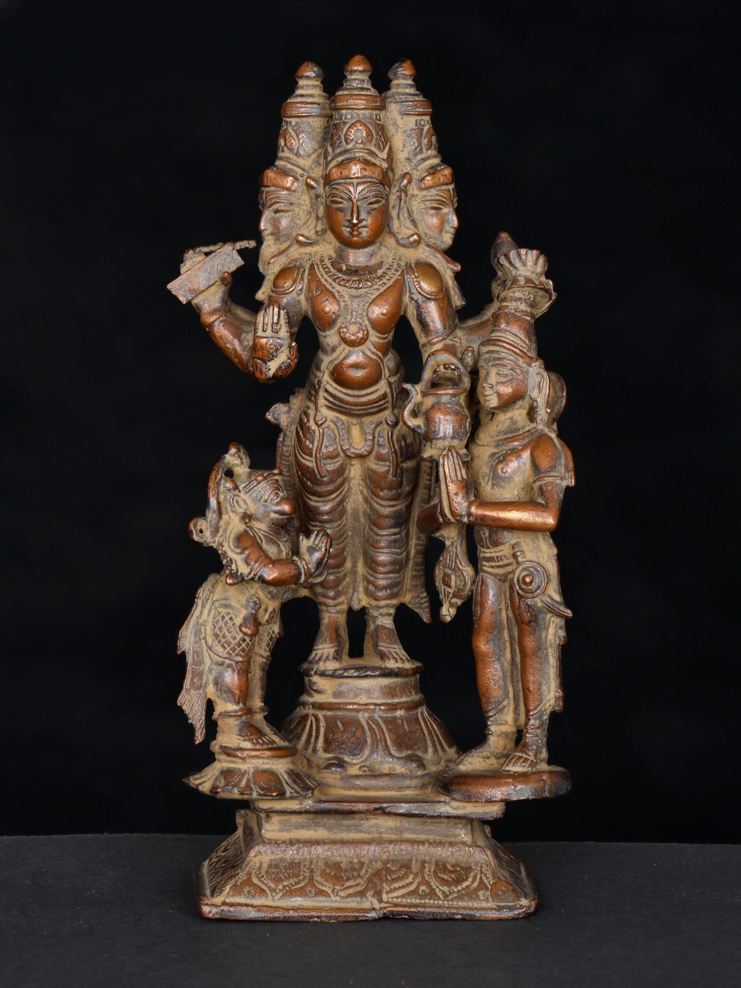 7" Tridev with Narada and Hanuman / Copper Statue: Title: 7" Tridev with Narada and Hanuman / Copper Statue Description: Additional Information: itemcode: DDP219 Reserve: $192.00 Shipping: Domestic: Shipping rates are determined by destination Interna