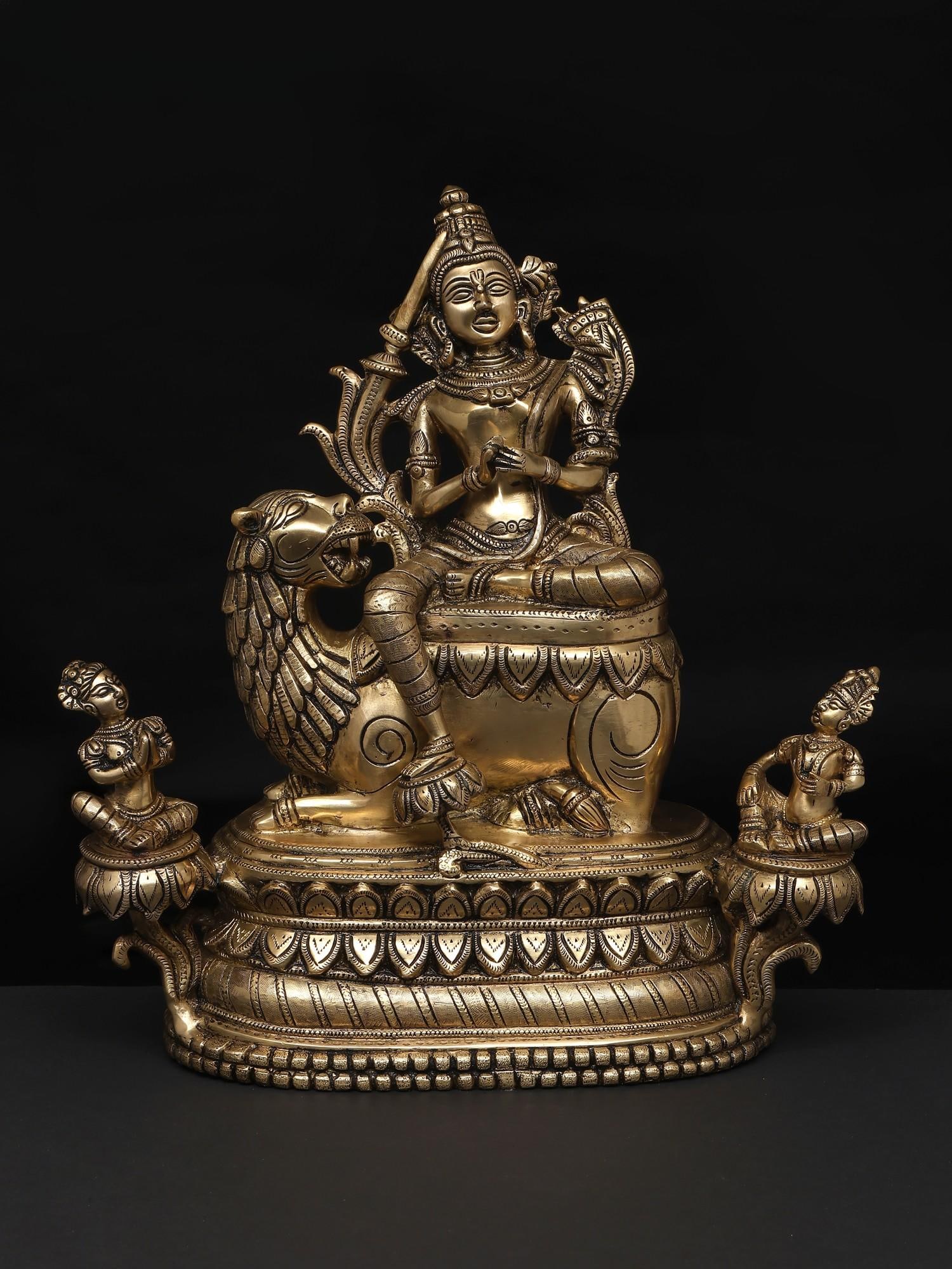 15" Brass Goddess Tara Seated on Lion / Buddhist Statue: Title: 15" Brass Goddess Tara Seated on Lion / Buddhist Statue Description: Additional Information: itemcode: DDP223 Reserve: $719.00 Shipping: Domestic: Shipping rates are determined by destination I