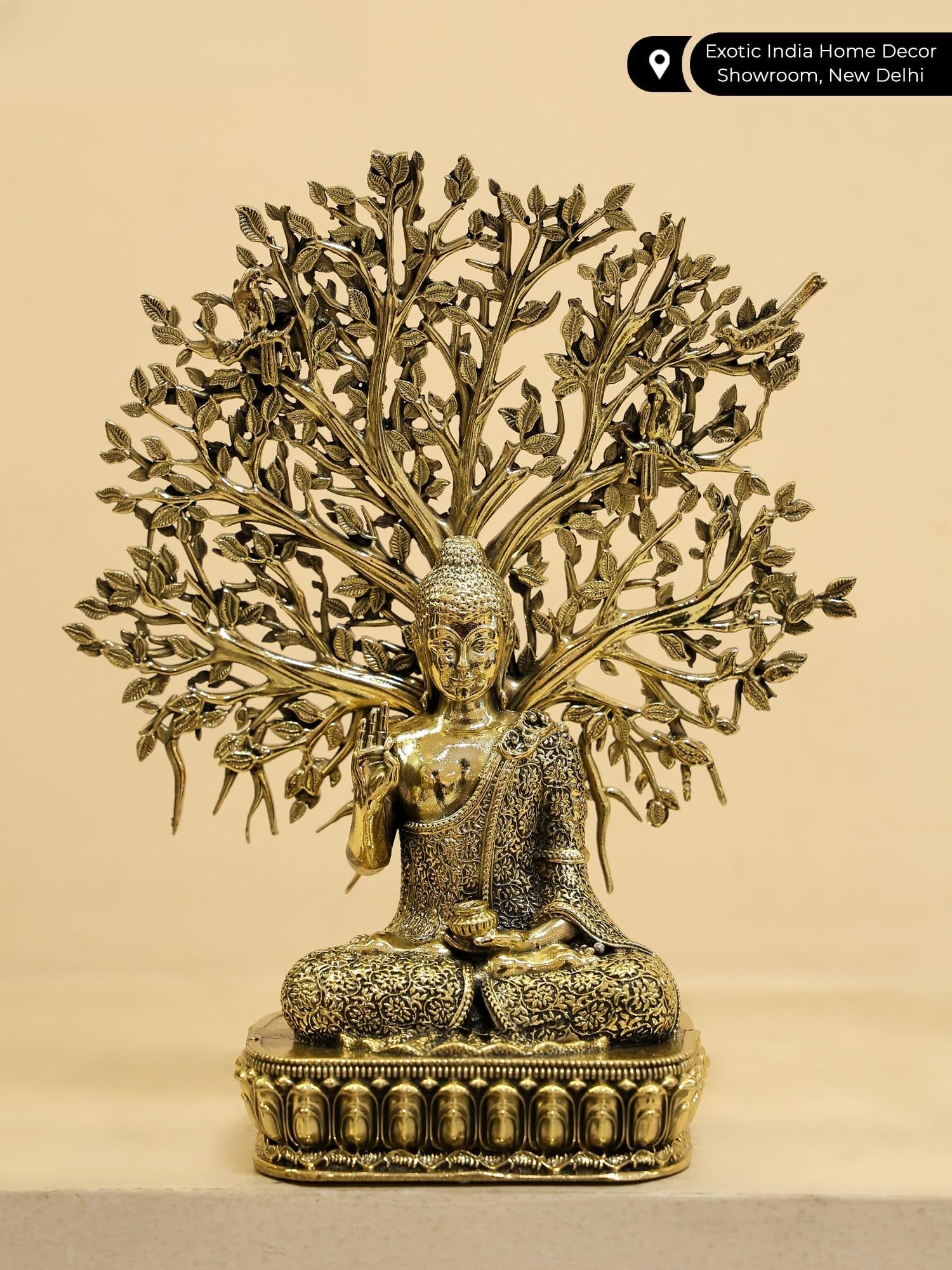 6" Superfine Lord Buddha Seated Under The Bodhi Tree / Brass Statue - 2