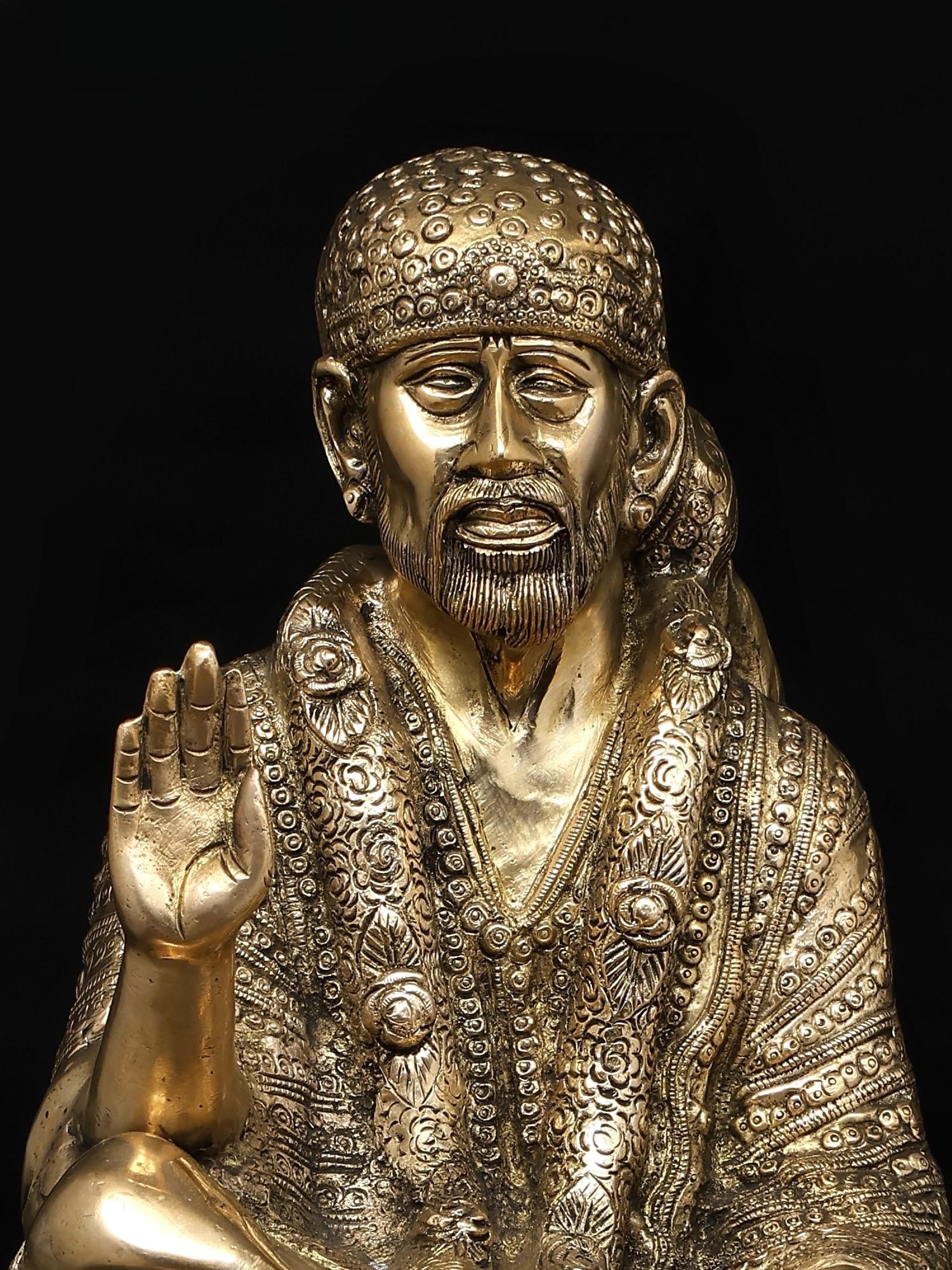 24" Blessing Sai Baba / Brass Statue - 2