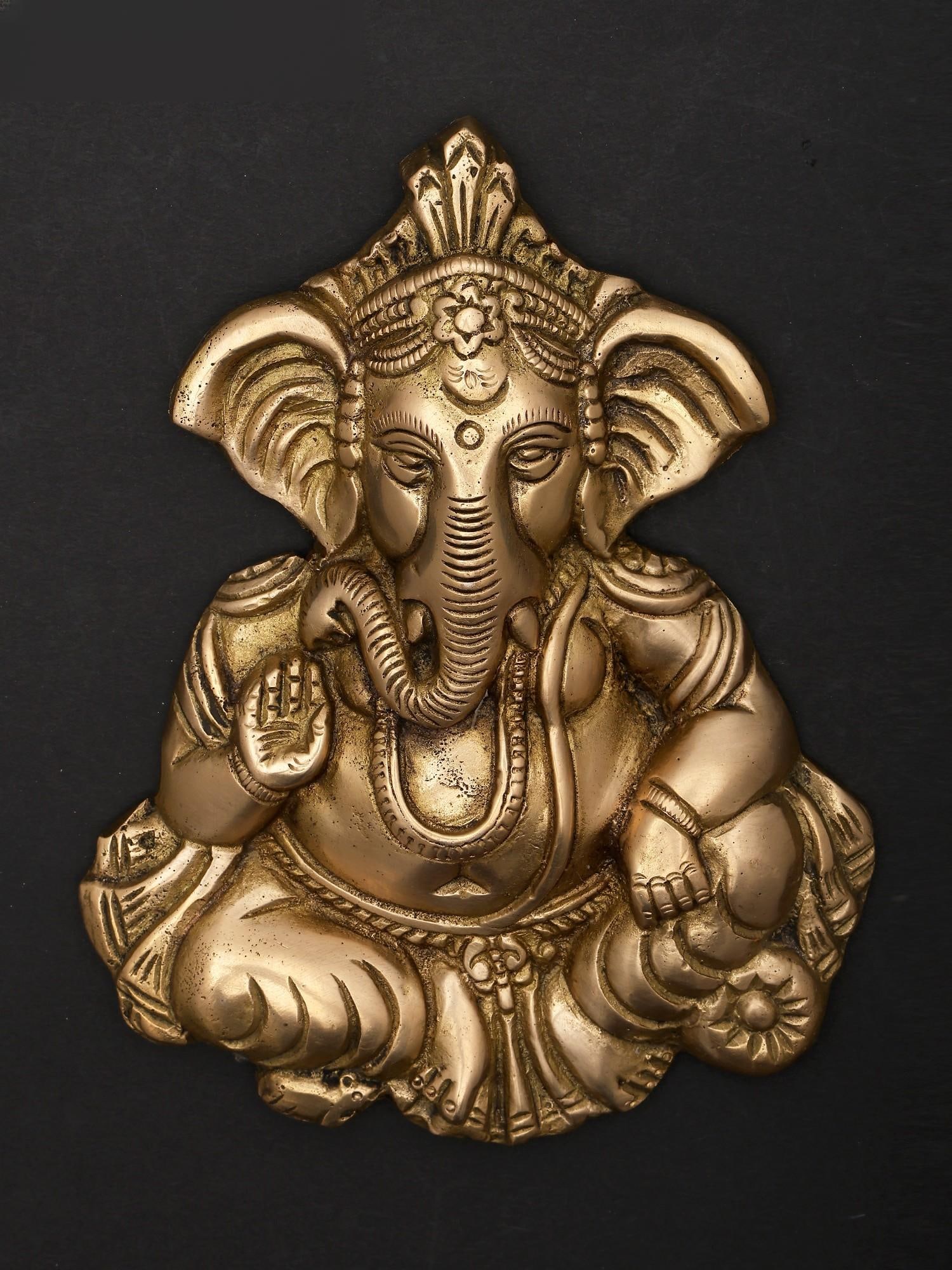 7" Blessing Ganesha Wall Hanging / Brass Statue: Title: 7" Blessing Ganesha Wall Hanging / Brass Statue Description: Additional Information: itemcode: DDP324 Reserve: $62.00 Shipping: Domestic: Shipping rates are determined by destination