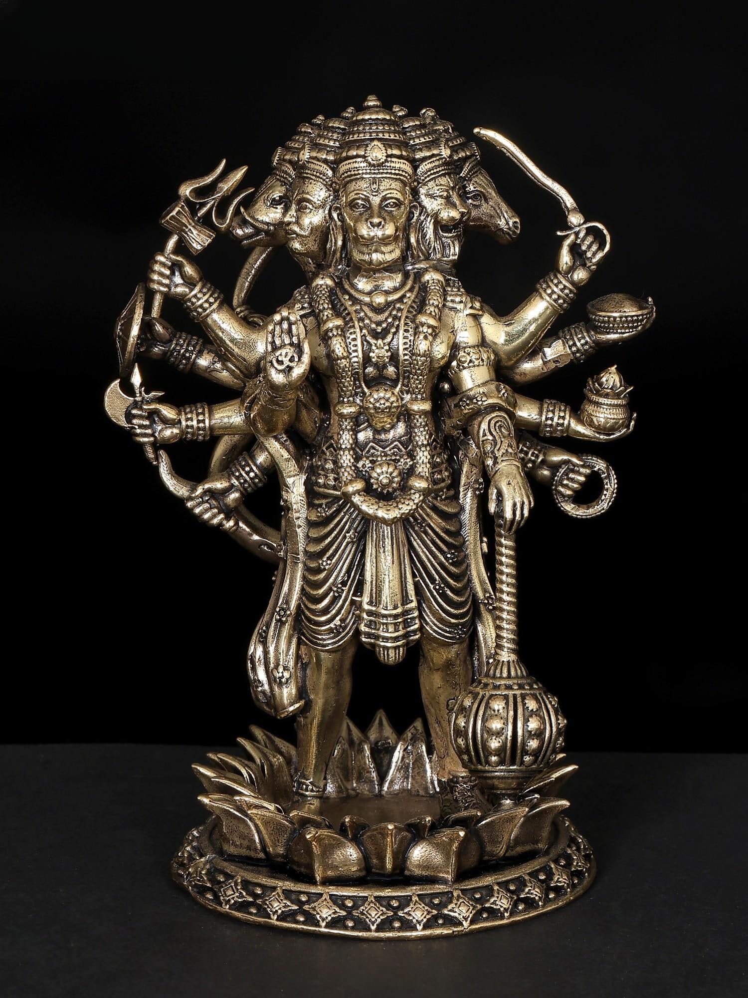 5" Superfine Standing Ten Armed Panchamukhi Lord Hanuman / Brass Statue: Title: 5" Superfine Standing Ten Armed Panchamukhi Lord Hanuman / Brass Statue Description: Additional Information: itemcode: DDP340 Reserve: $109.00 Shipping: Domestic: Shipping rates are determined 