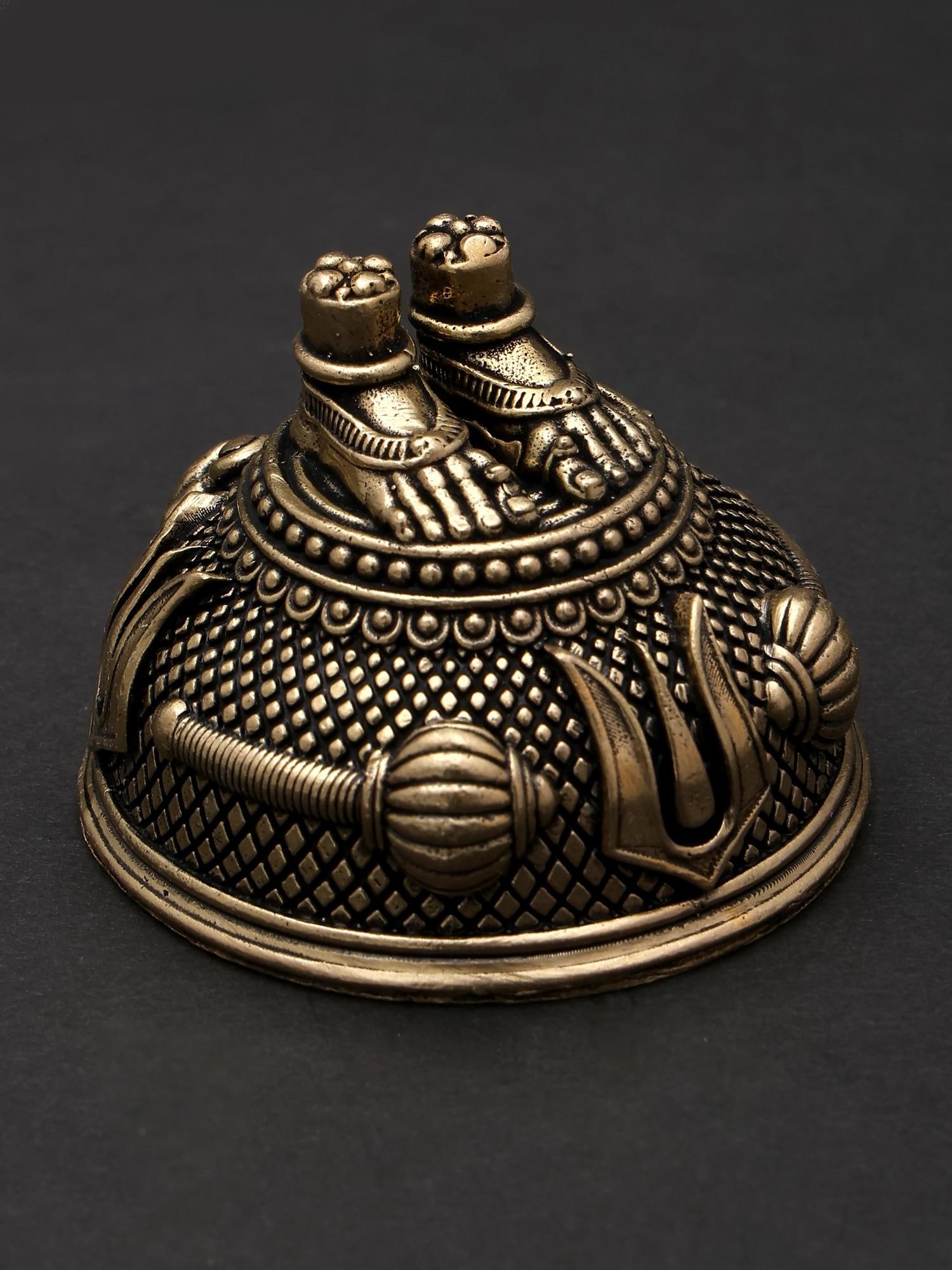 Small Superfine Charan Paduka in Brass - 2