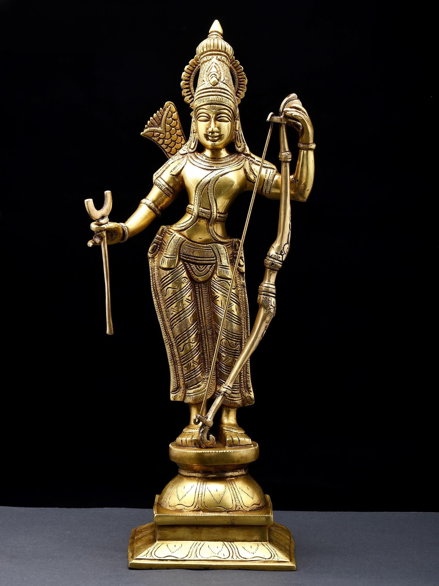 Standing Prabhu Shri Ram / Brass Statue: Title: Standing Prabhu Shri Ram / Brass Statue Description: Additional Information: itemcode: DDP364 Reserve: $455.00 Shipping: Domestic: Shipping rates are determined by destination International: Fo