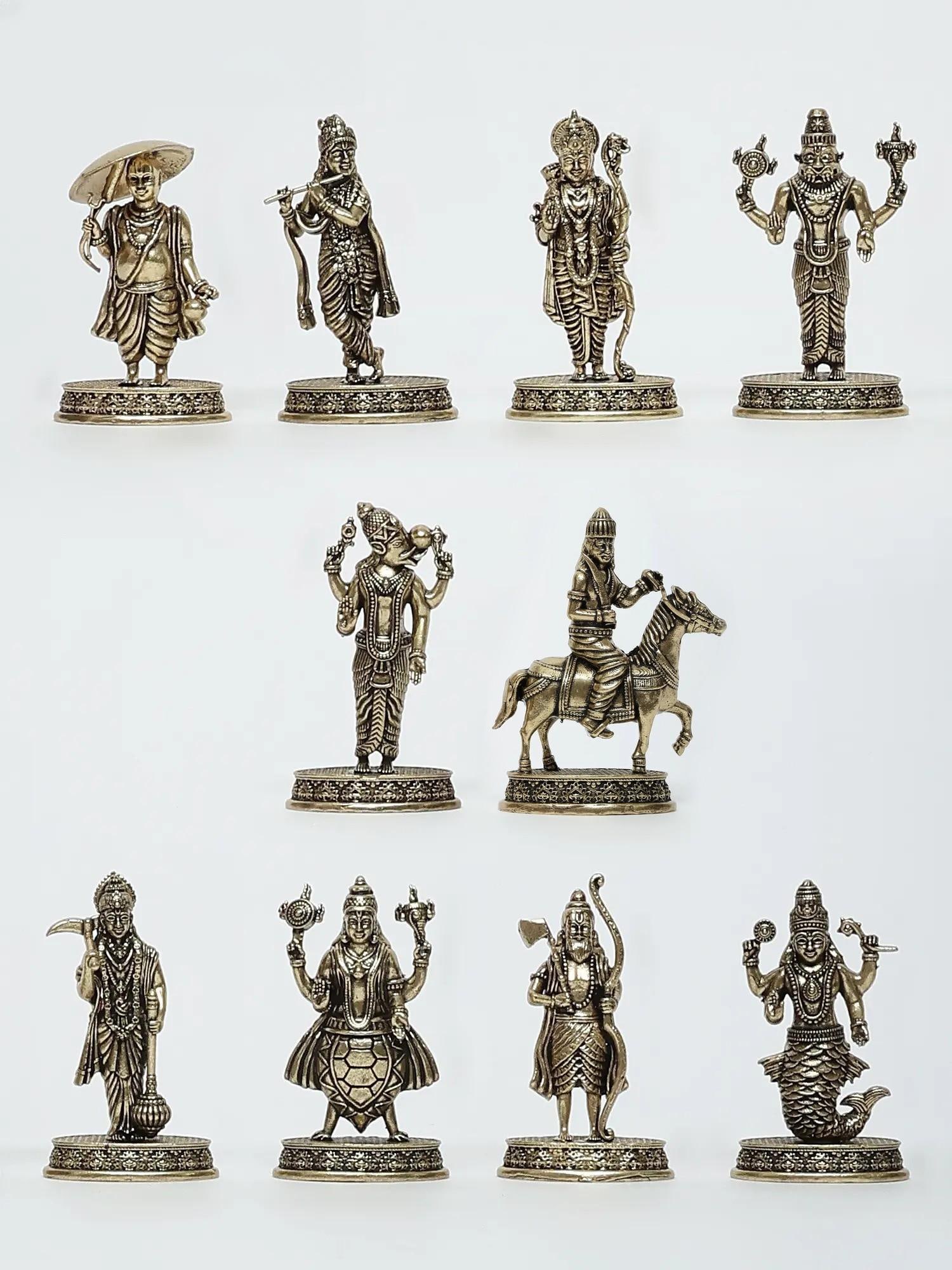 2" Small Superfine Dashavatara Set / Set of 10 Statues (1 of 2)