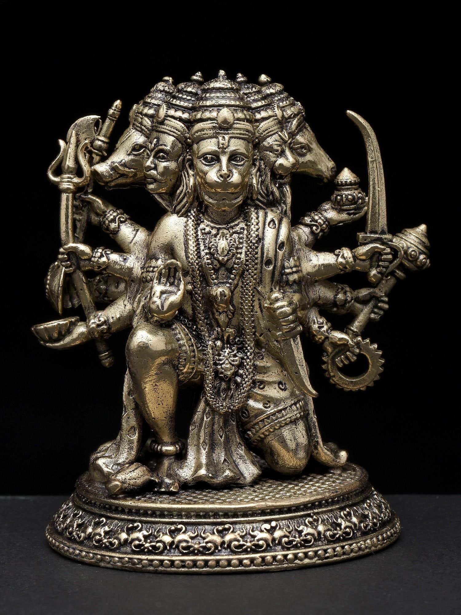 Small Superfine Sitting Panchamukhi Lord Hanuman / Brass Statue: Title: Small Superfine Sitting Panchamukhi Lord Hanuman / Brass Statue Description: Additional Information: itemcode: DDP393 Reserve: $68.00 Shipping: Domestic: Shipping rates are determined by destin