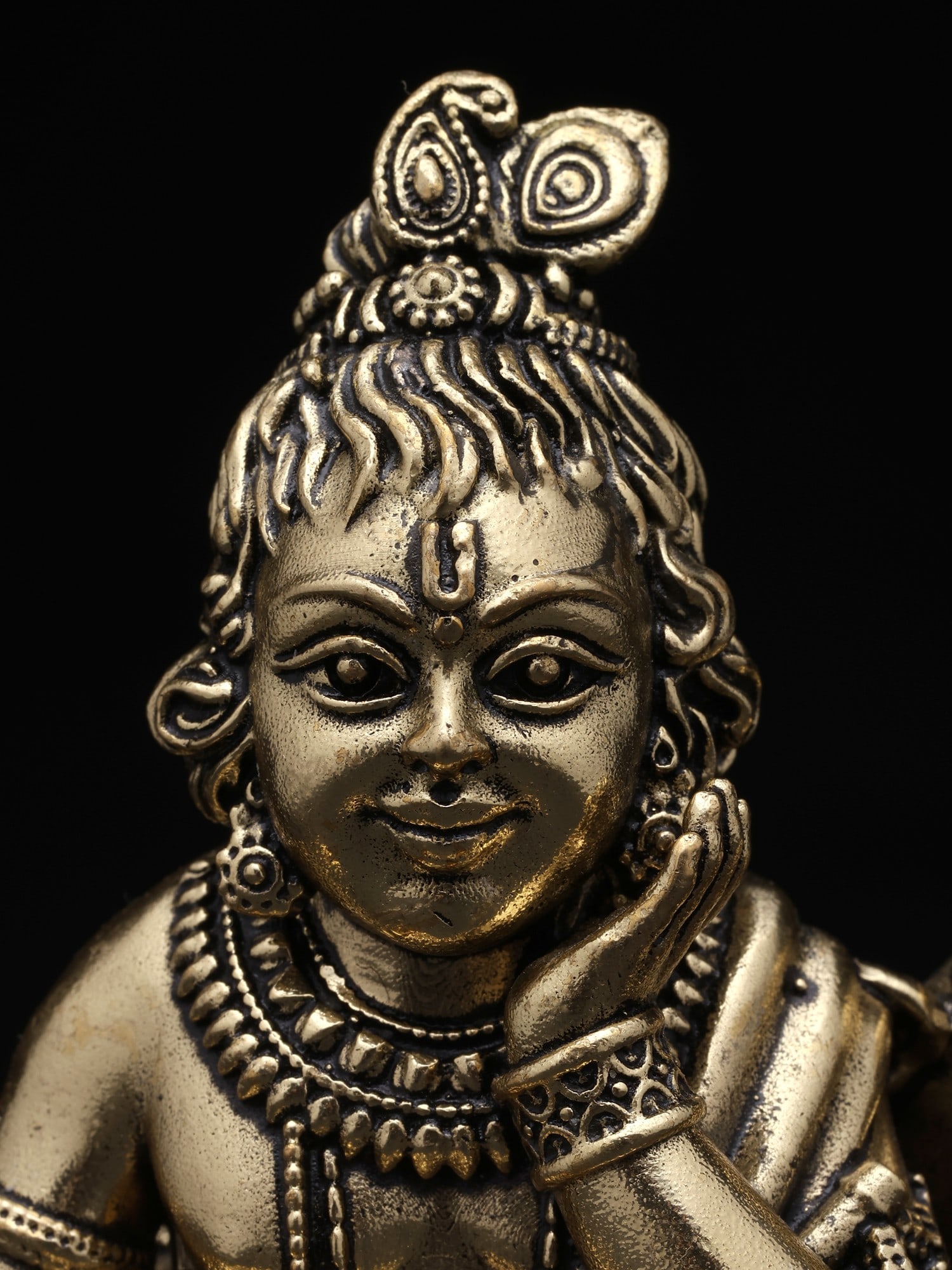 Small Superfine Bal Gopal (Krishna) with Cow / Brass Statue / Multiple Sizes - 2