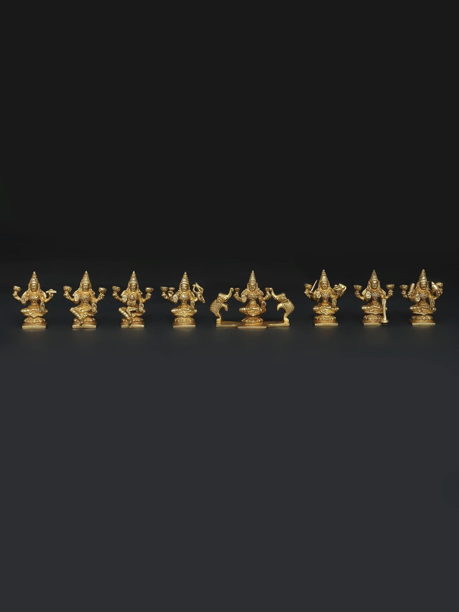 Small Brass Ashtalakshmi Set / Set of 8 Brass Statues (1 of 2)