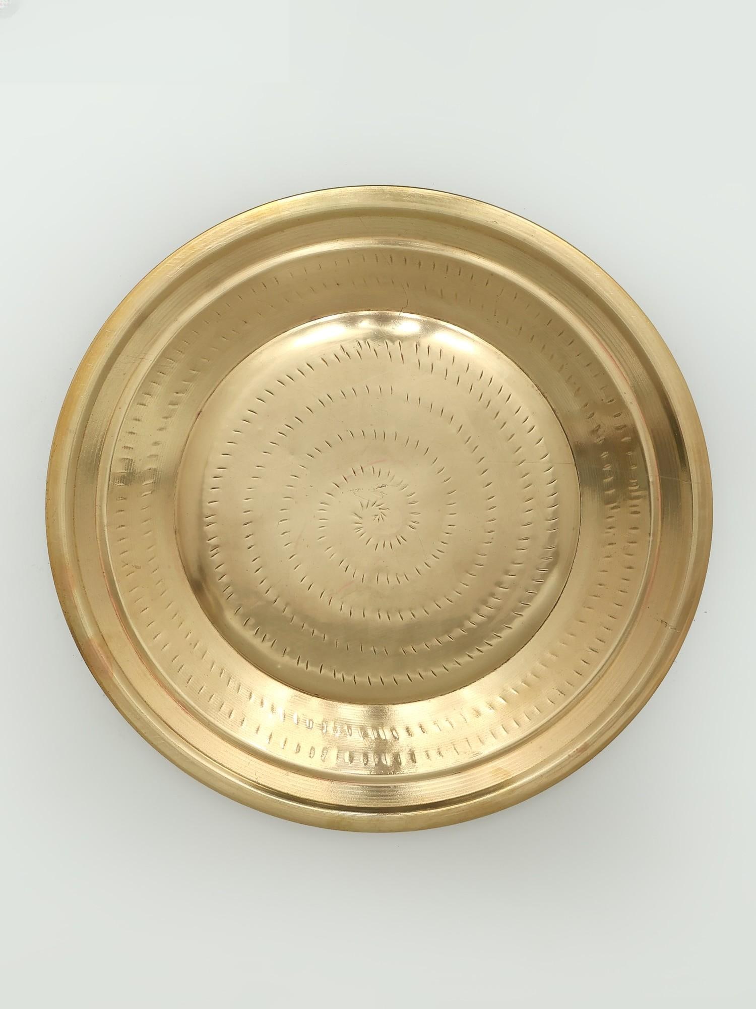 14" Brass Ritual Thali: Title: 14" Brass Ritual Thali Description: Additional Information: itemcode: DDP445 Reserve: $47.00 Shipping: Domestic: Shipping rates are determined by destination International: Foreign shipping rat