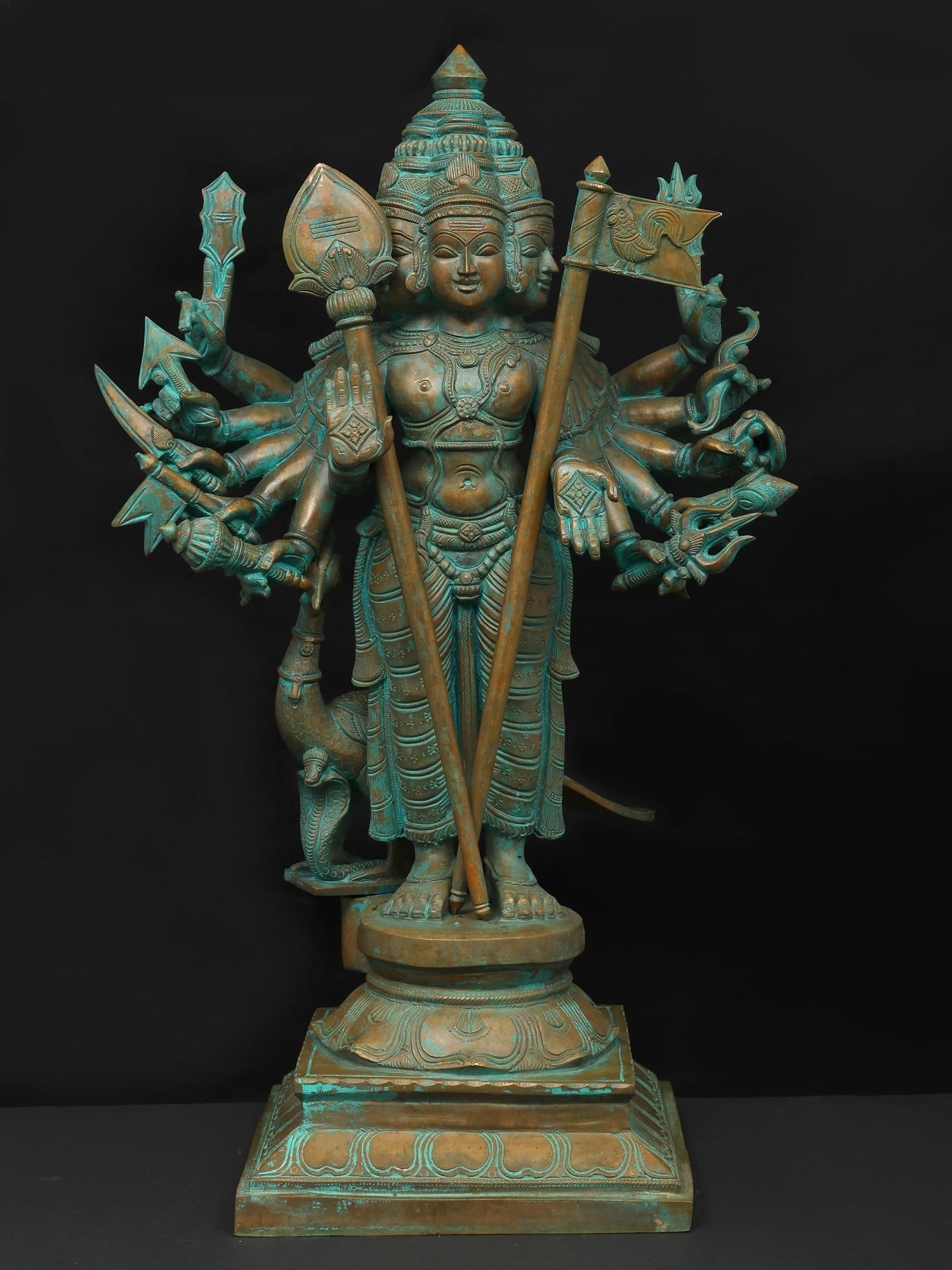 24" Standing Shanmukha Murugan with Multiple Hands / Bronze Statue: Title: 24" Standing Shanmukha Murugan with Multiple Hands / Bronze Statue Description: Additional Information: itemcode: DDP447 Reserve: $3,364.00 Shipping: Domestic: Shipping rates are determined by 
