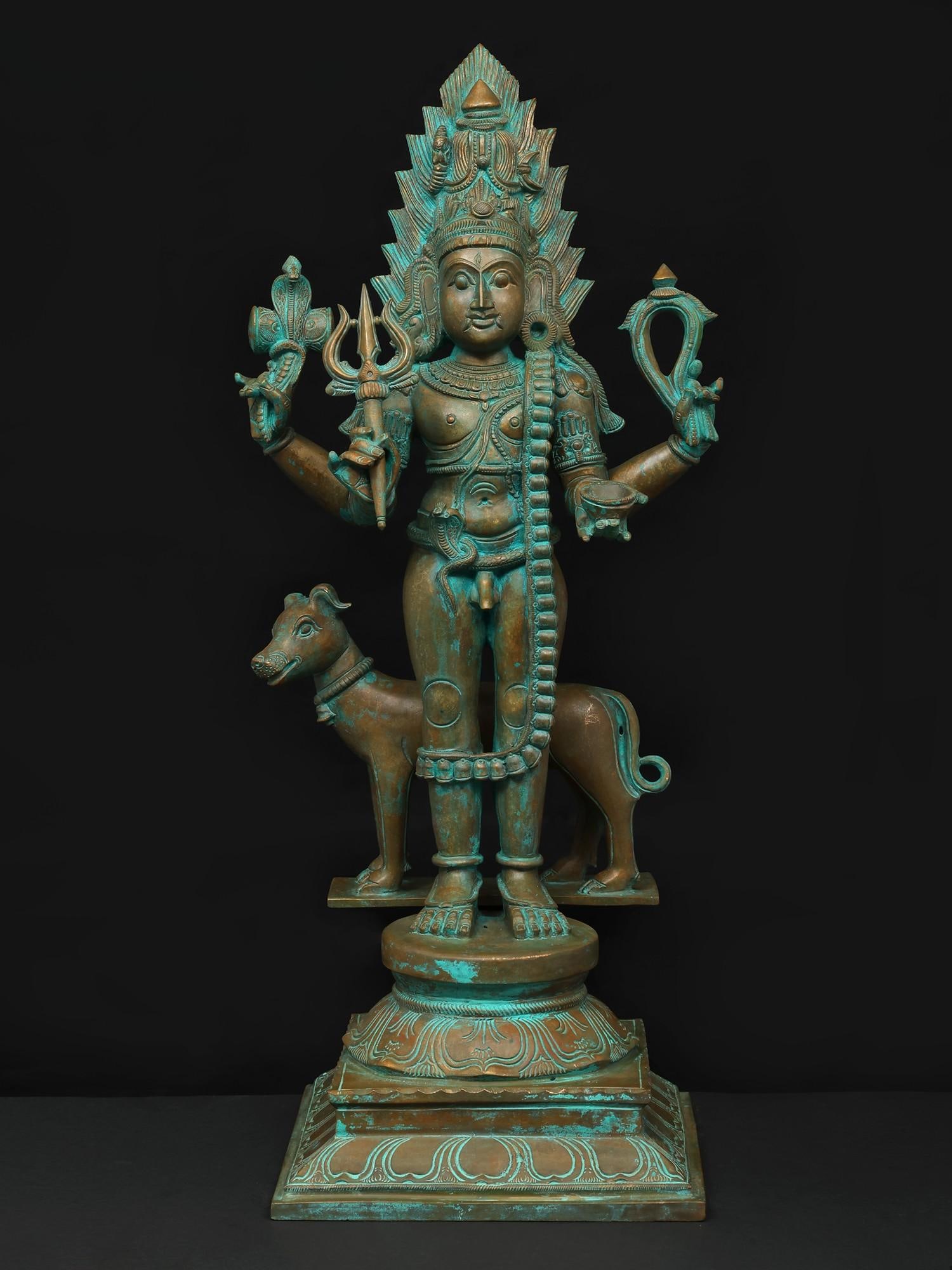 24" Standing Lord Shiva as Bhairava / Bronze Statue (1 of 2)