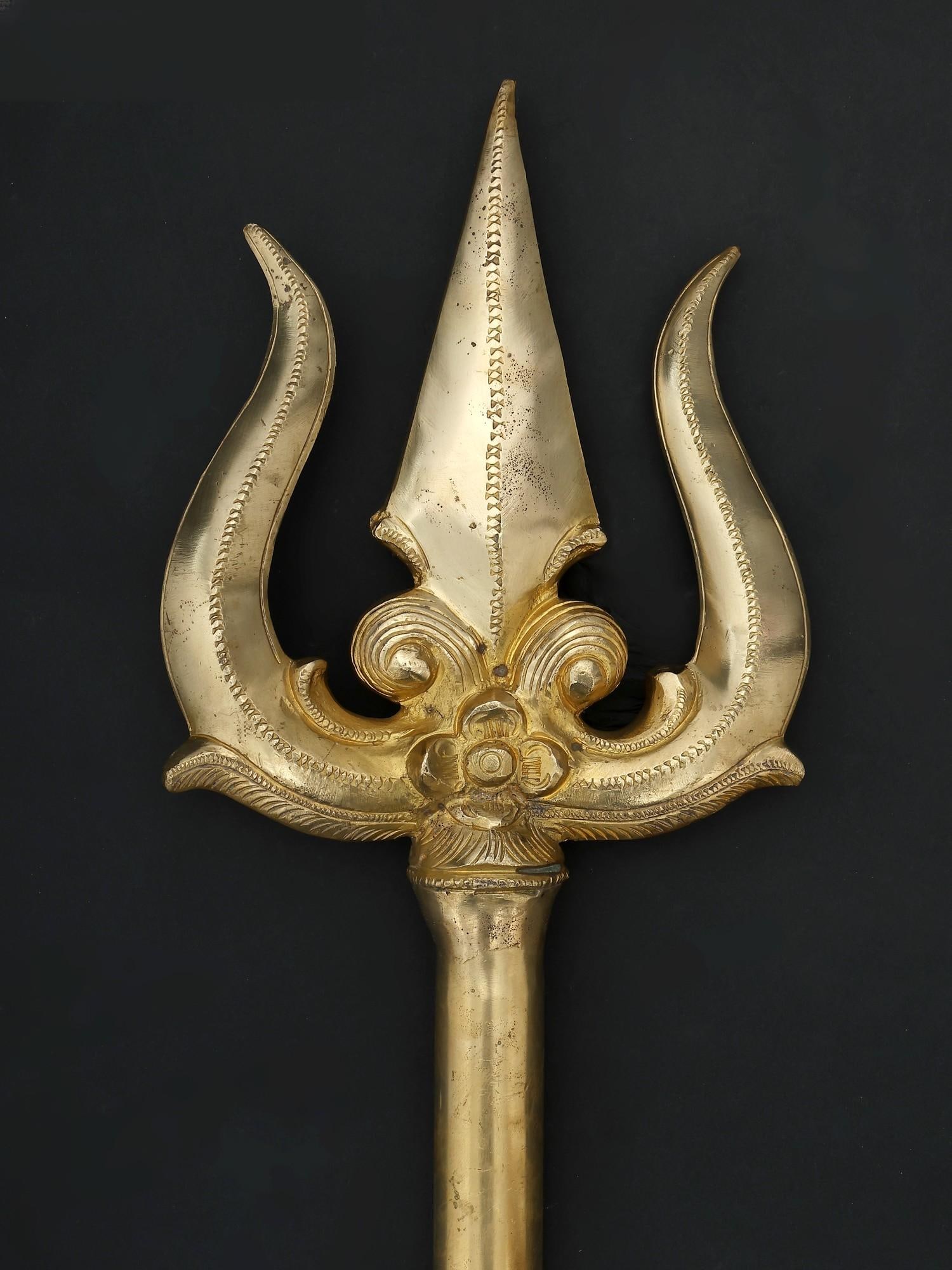 78" Large Size Brass Trishul/Trident - 2