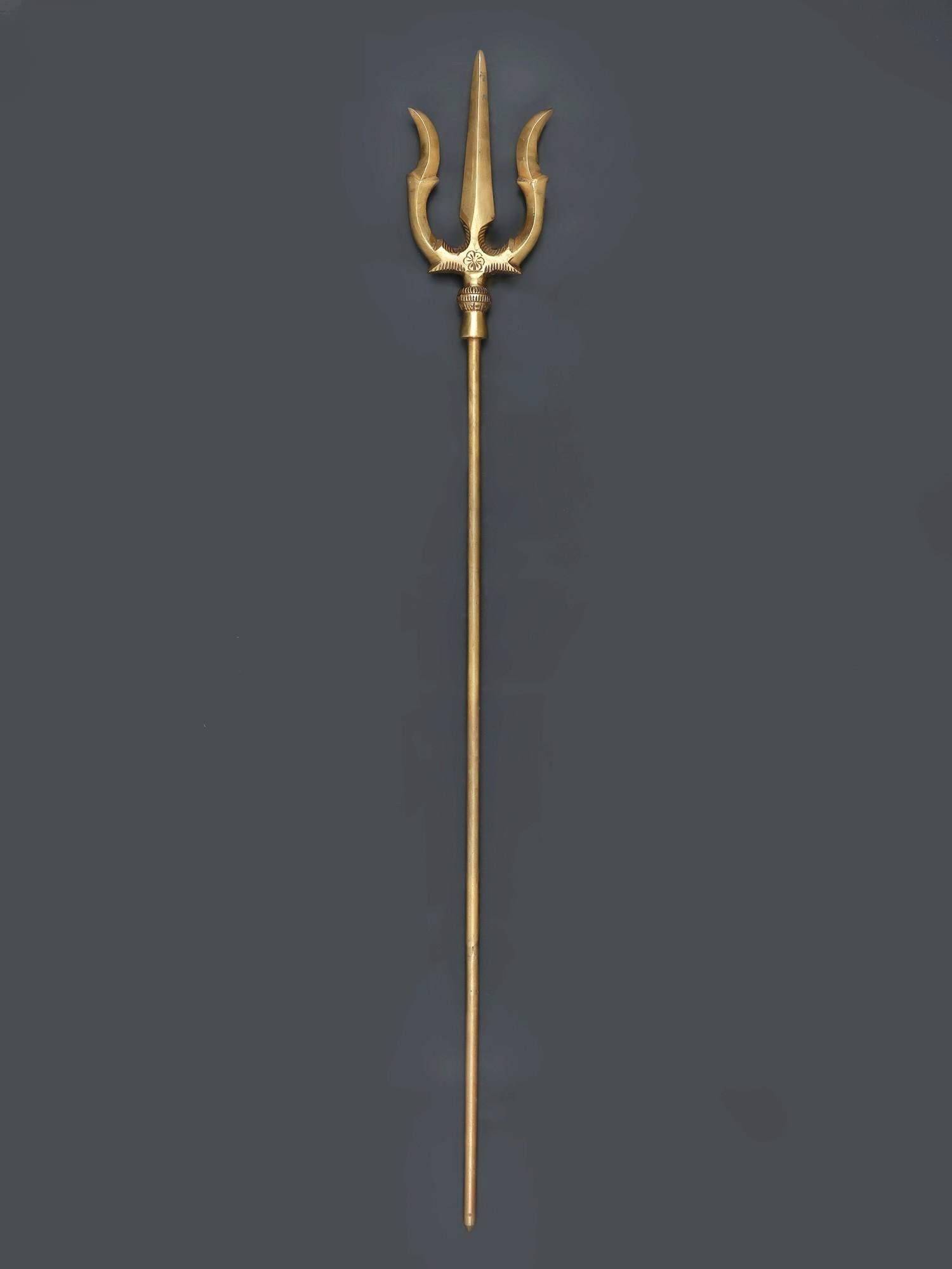 Brass Trishul/Trident of Lord Shiva: Title: Brass Trishul/Trident of Lord Shiva Description: Additional Information: itemcode: DDP467 Reserve: $150.00 Shipping: Domestic: Shipping rates are determined by destination International: