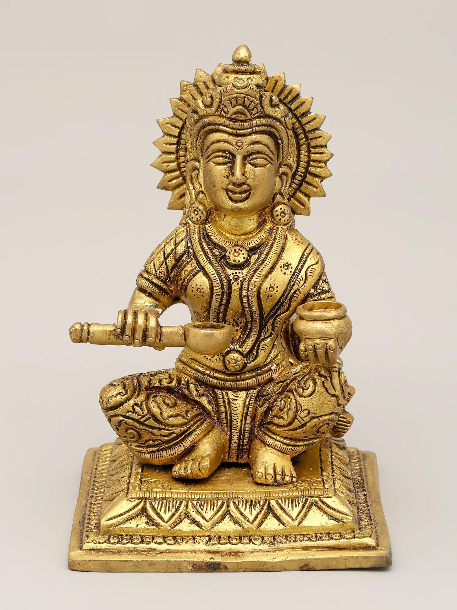 6" Small Goddess Annapurna / Brass Statue: Title: 6" Small Goddess Annapurna / Brass Statue Description: Additional Information: itemcode: DDP479 Reserve: $103.00 Shipping: Domestic: Shipping rates are determined by destination International: 