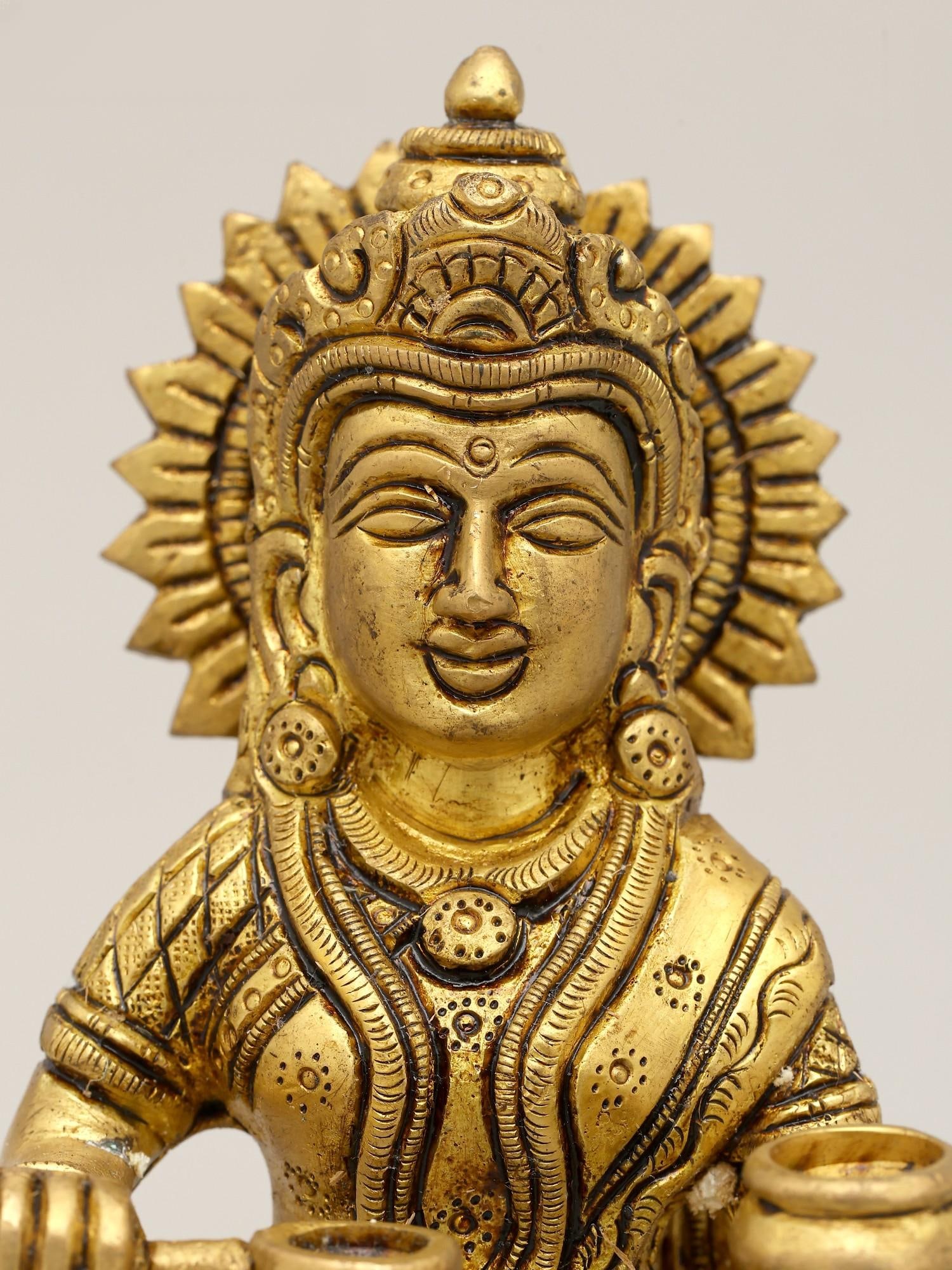 6" Small Goddess Annapurna / Brass Statue - 2