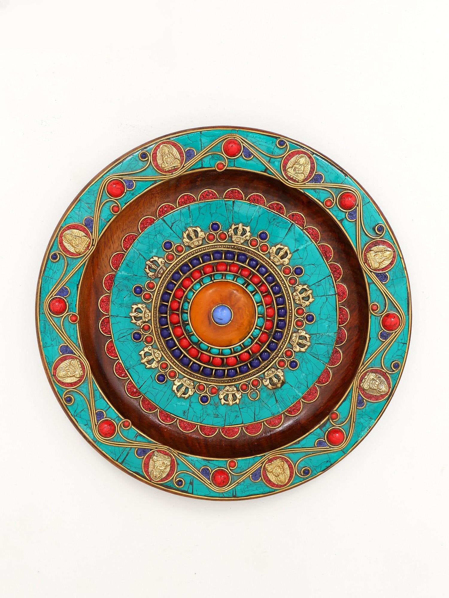 10" Tibetan Buddhist Wall Hanging Plate with Inlay Work: Title: 10" Tibetan Buddhist Wall Hanging Plate with Inlay Work Description: Additional Information: itemcode: DDP497 Reserve: $119.00 Shipping: Domestic: Shipping rates are determined by destination