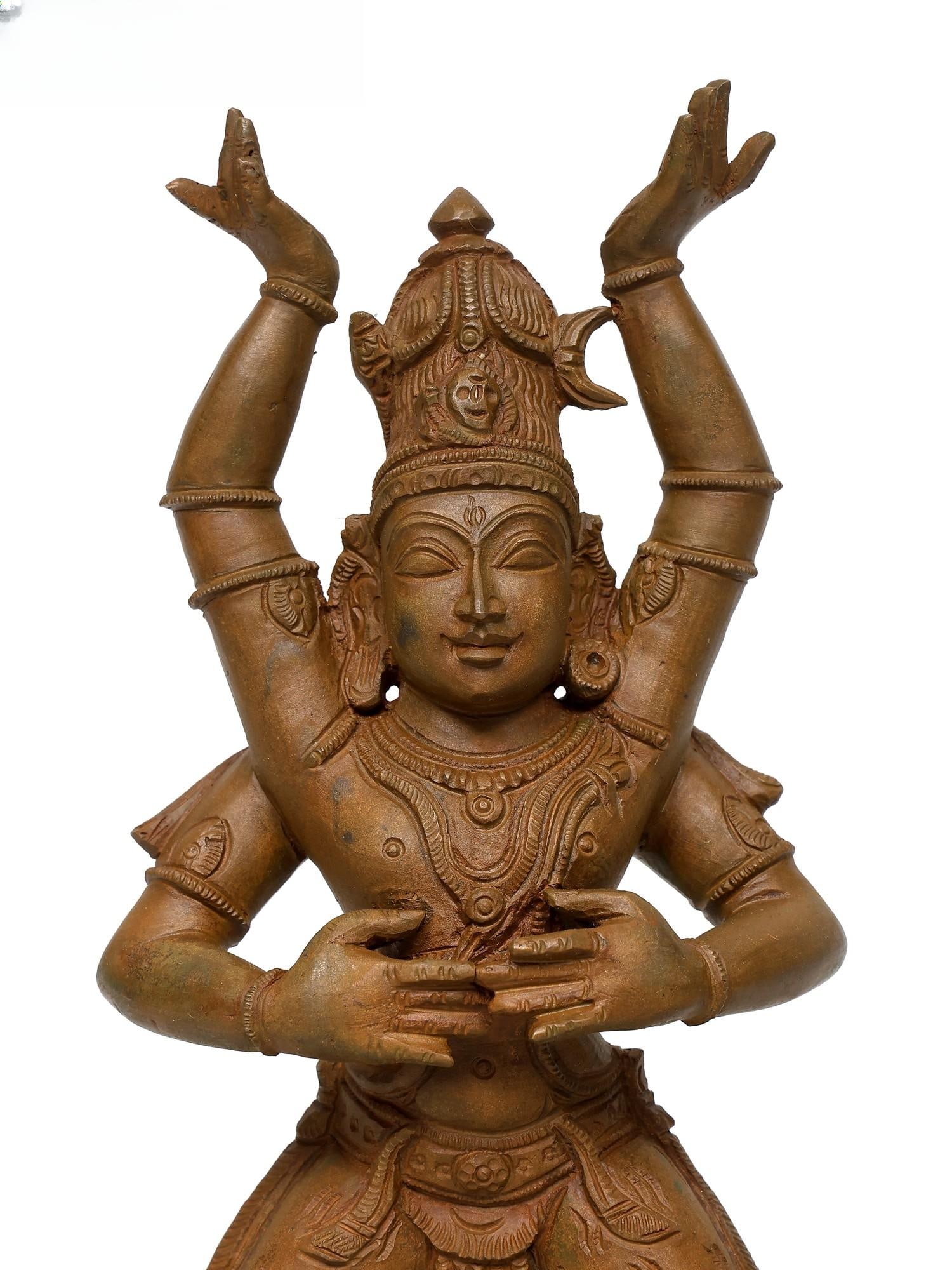 13" Dancing Lord Shiva with Devi Parvati / Set of 2 / Bronze Statues - 2