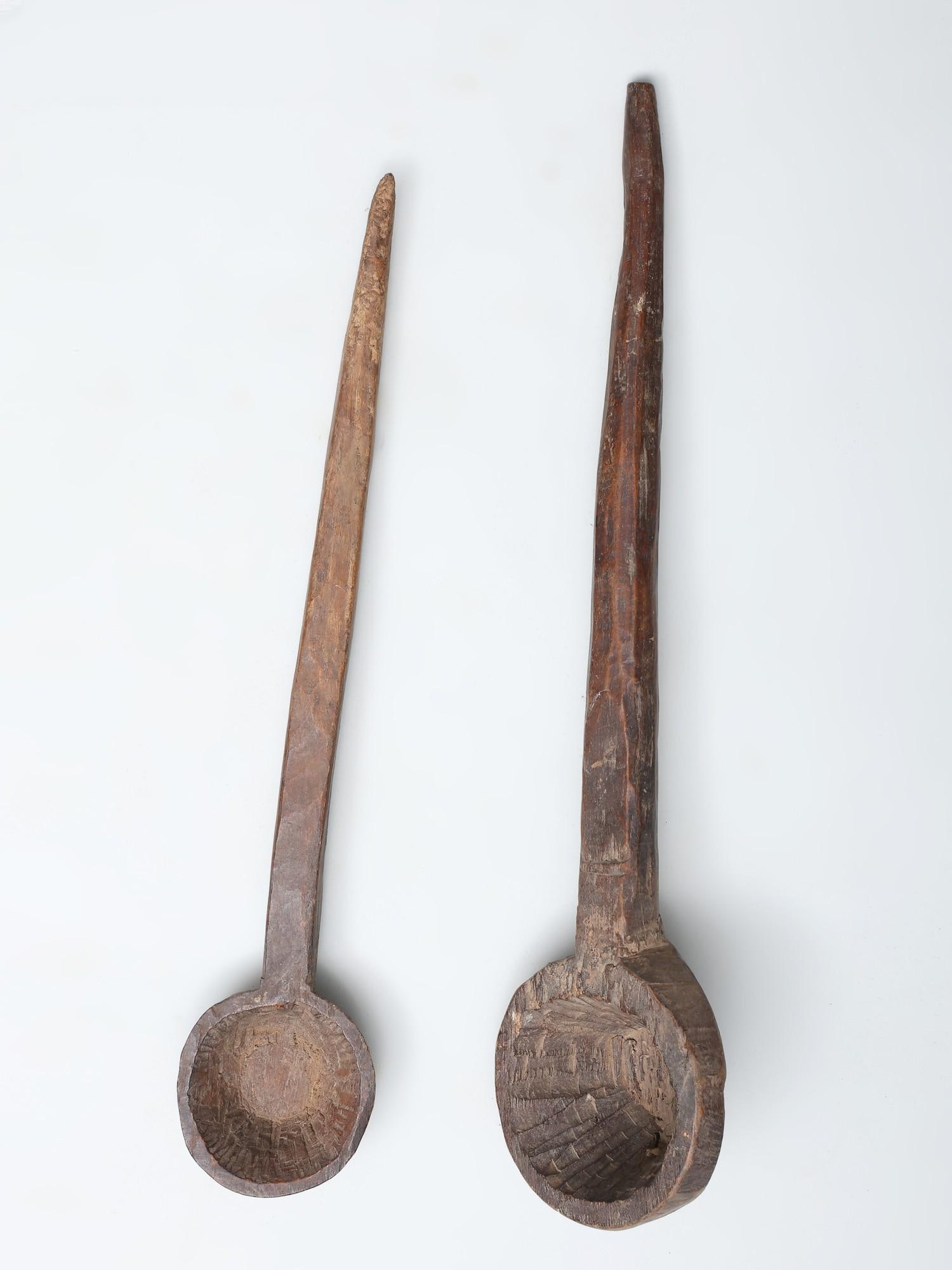 22" Pair of Vintage Ritual Hawan Spoons in Wood / Handmade: Title: 22" Pair of Vintage Ritual Hawan Spoons in Wood / Handmade Description: Additional Information: itemcode: DDP521 Reserve: $98.00 Shipping: Domestic: Shipping rates are determined by
