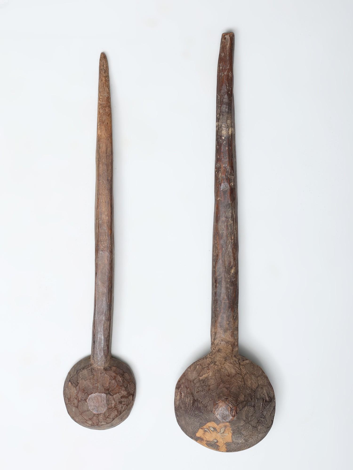 22" Pair of Vintage Ritual Hawan Spoons in Wood / Handmade - 2