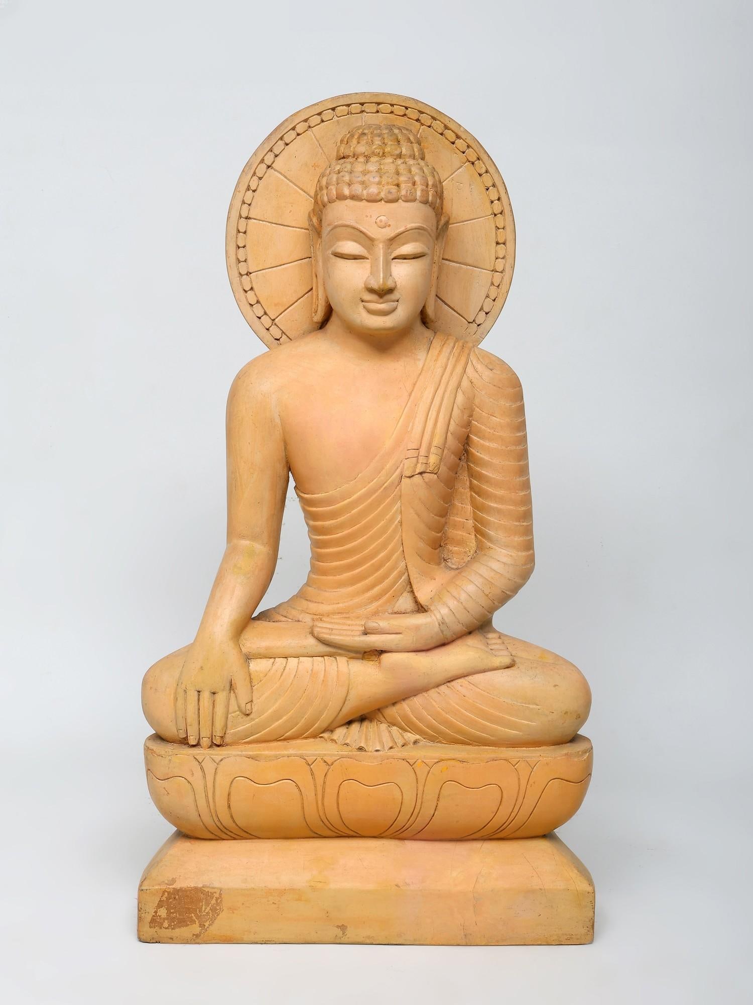 24" Bhumisparsha Buddha / Wood Carved Statue: Title: 24" Bhumisparsha Buddha / Wood Carved Statue Description: Additional Information: itemcode: DDP652 Reserve: $595.00 Shipping: Domestic: Shipping rates are determined by destination