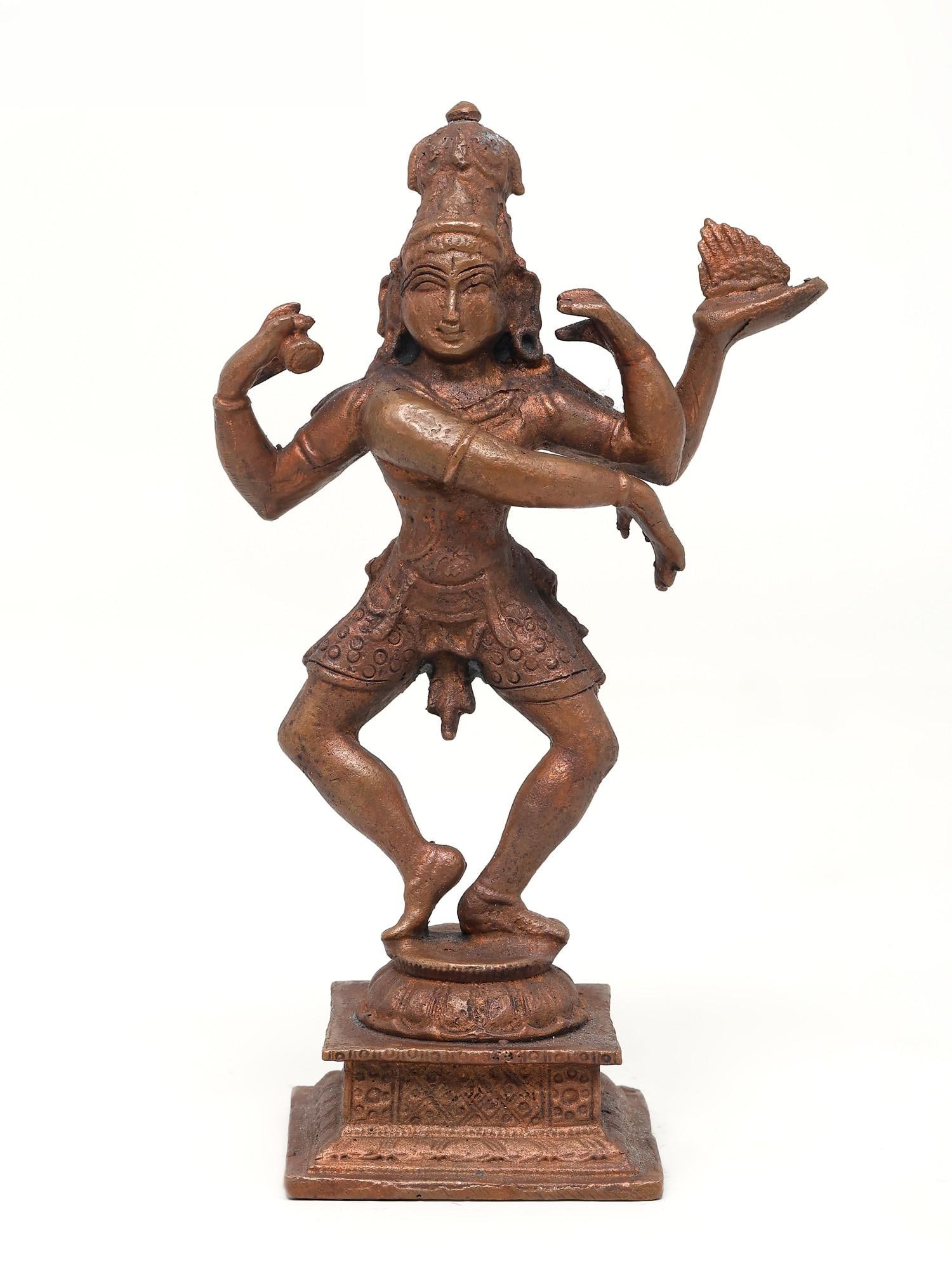5" Small Dancing Lord Shiva / Copper Statue (1 of 2)