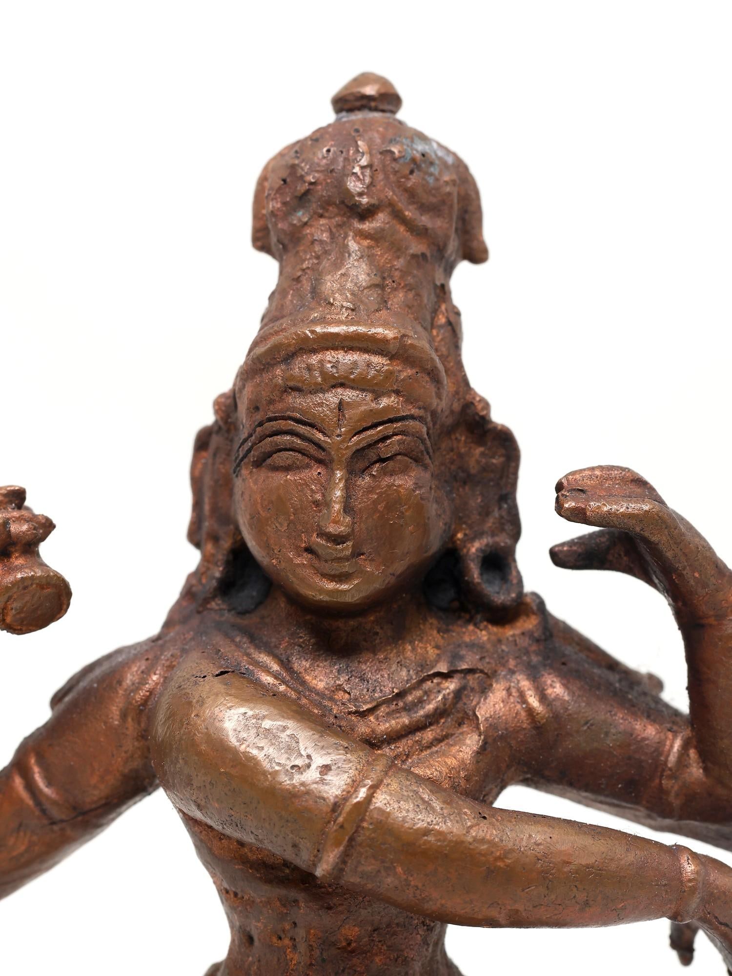 5" Small Dancing Lord Shiva / Copper Statue - 2