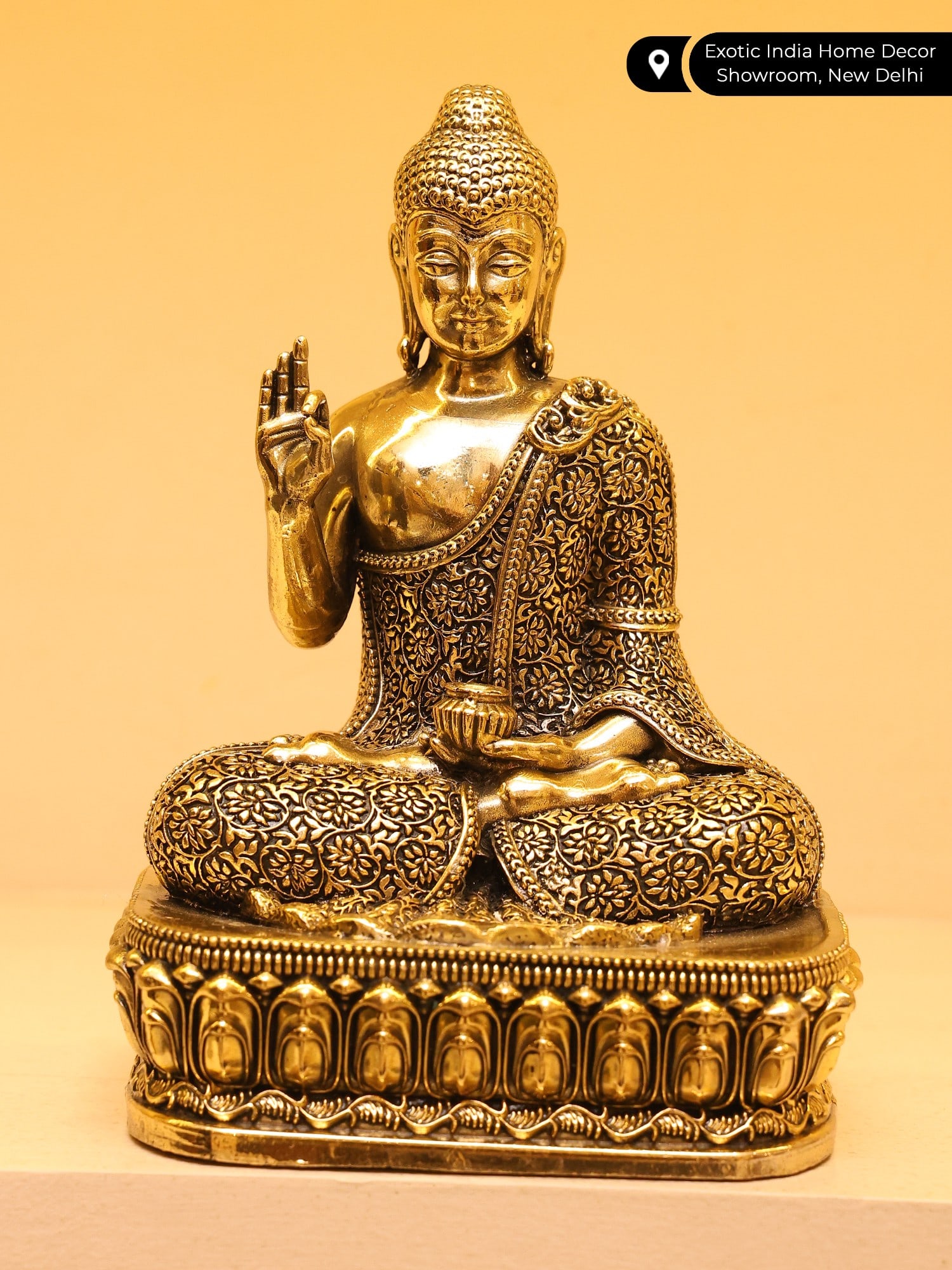 Small Superfine Lord Buddha Seated in Vitark Mudra / Brass Statue - 2