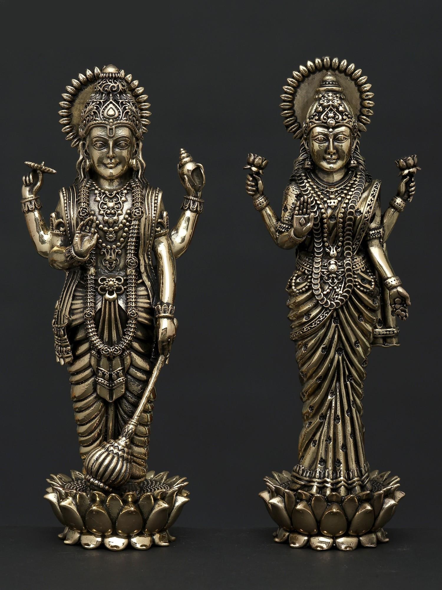 Superfine Standing Vishnu - Lakshmi Pair / Brass Statues: Title: Superfine Standing Vishnu - Lakshmi Pair / Brass Statues Description: Additional Information: itemcode: DDP724 Reserve: $176.00 Shipping: Domestic: Shipping rates are determined by destination 