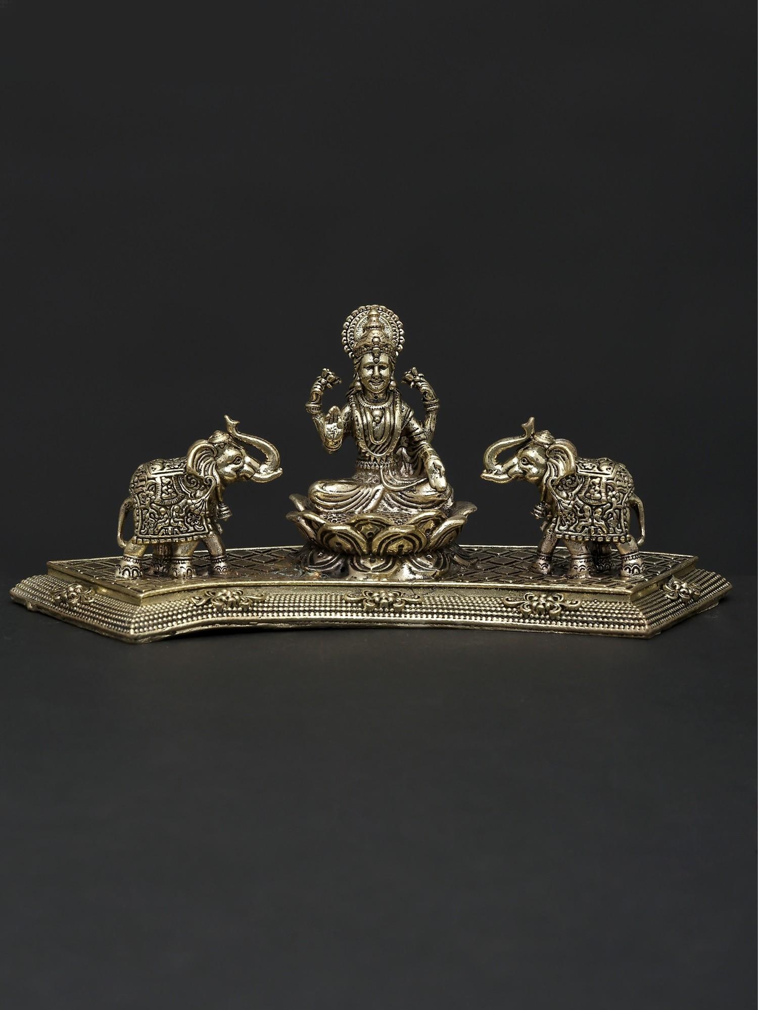 Small Superfine Goddess Gajalakshmi / Brass Statue: Title: Small Superfine Goddess Gajalakshmi / Brass Statue Description: Additional Information: itemcode: DDP730 Reserve: $88.00 Shipping: Domestic: Shipping rates are determined by destination Interna