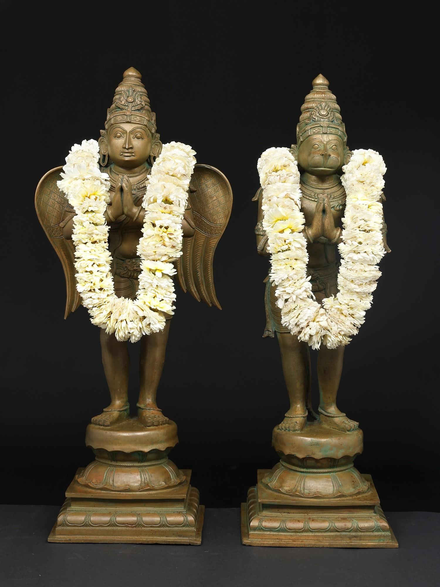 The Two Attendants of Lord Vishnu (Standing Garuda and Hanuman) / Set of 2 / Madhuchista Vidhana (1 of 2)