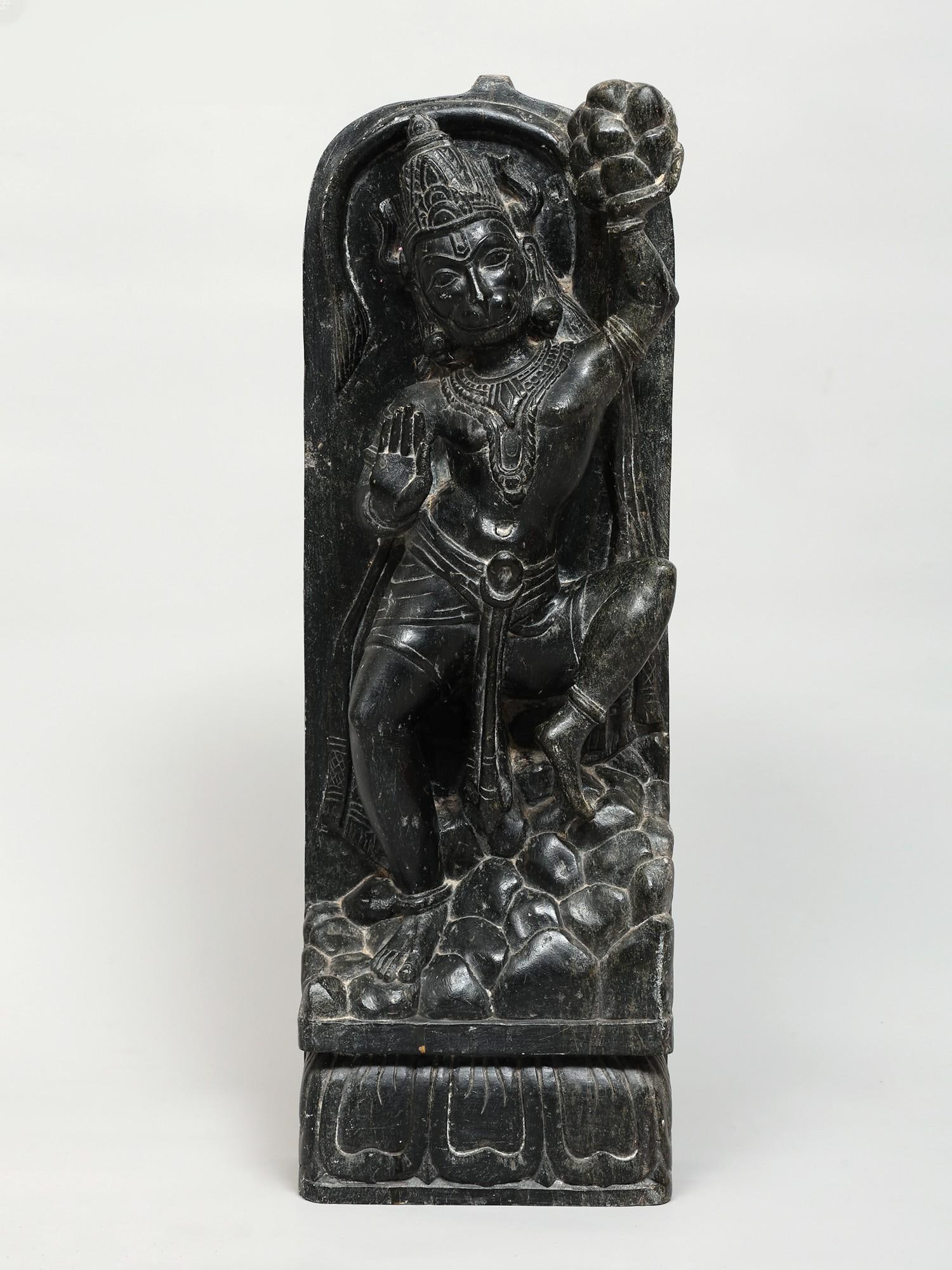 18" Lord Hanuman Carrying Sanjivani / Granite Stone Statue / Made In Orissa (1 of 2)