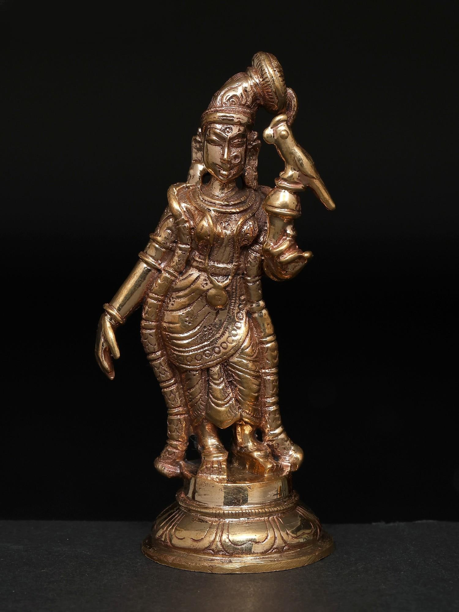 3" Small Goddess Andal / Madhuchista Vidhana (Lost-Wax) / Panchaloha Bronze from Swamimalai (1 of 2)