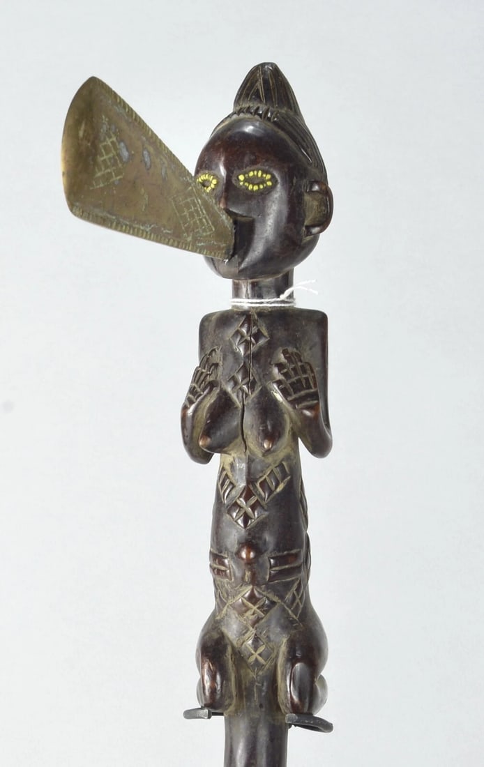Rare LUBA prestige's anthropomorphic figural Axe Congo African Tribal Art 1725 - 8