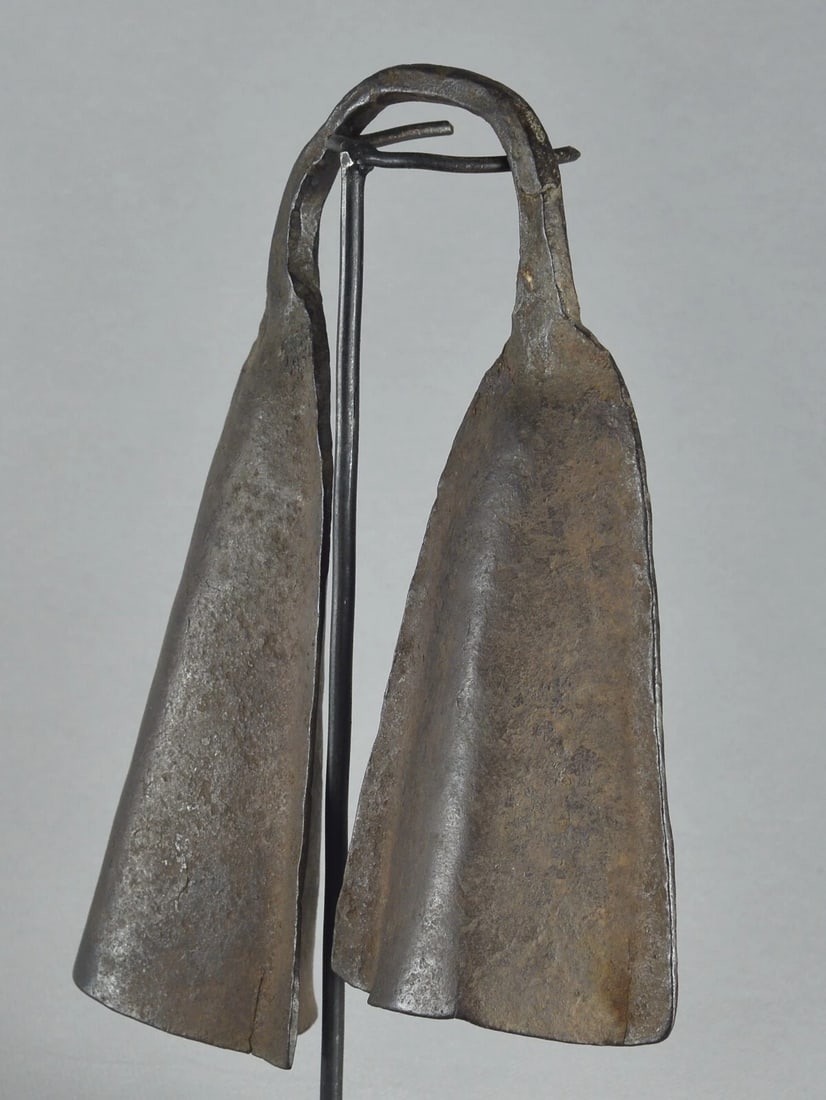 Rare double Metal Bell MONGO Congo DRC Gong African Tribal Musical art MC 1987 - 6