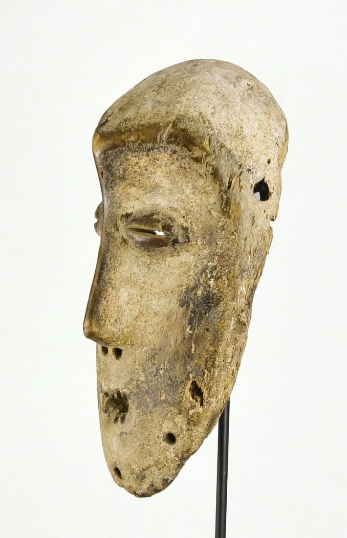 Congo Drc LEGA Wood idimu Mask Bwami Cult African Tribal Art 1196 - 2