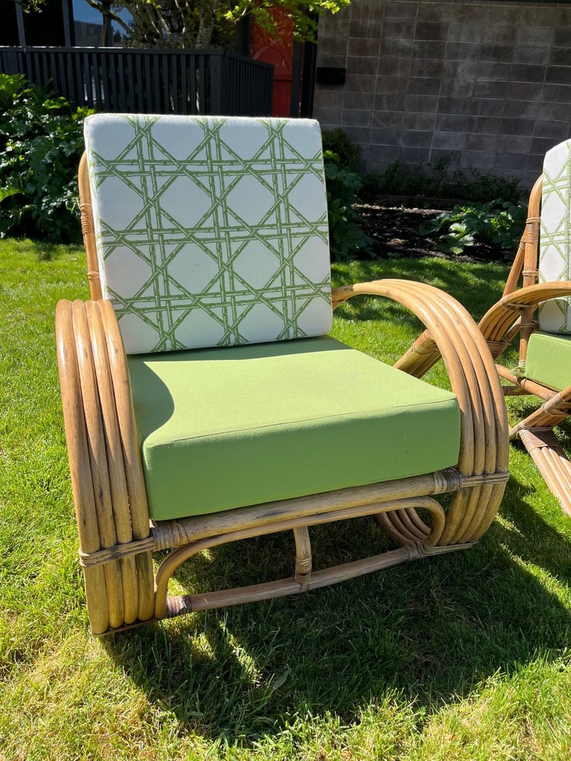 Three-Piece Mid-Century Modern Rattan Outdoor Seating Set - 7