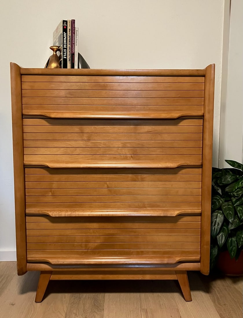 Mid-Century F.S.Harmon Modern Blonde Wood Door Dresser - 9