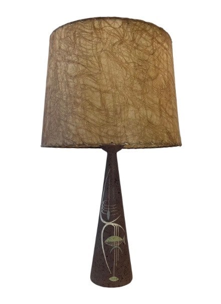 Tye of California Mid-Century Modern Conical Ceramic Table Lamp with Fiberglass Shade (1 of 11)