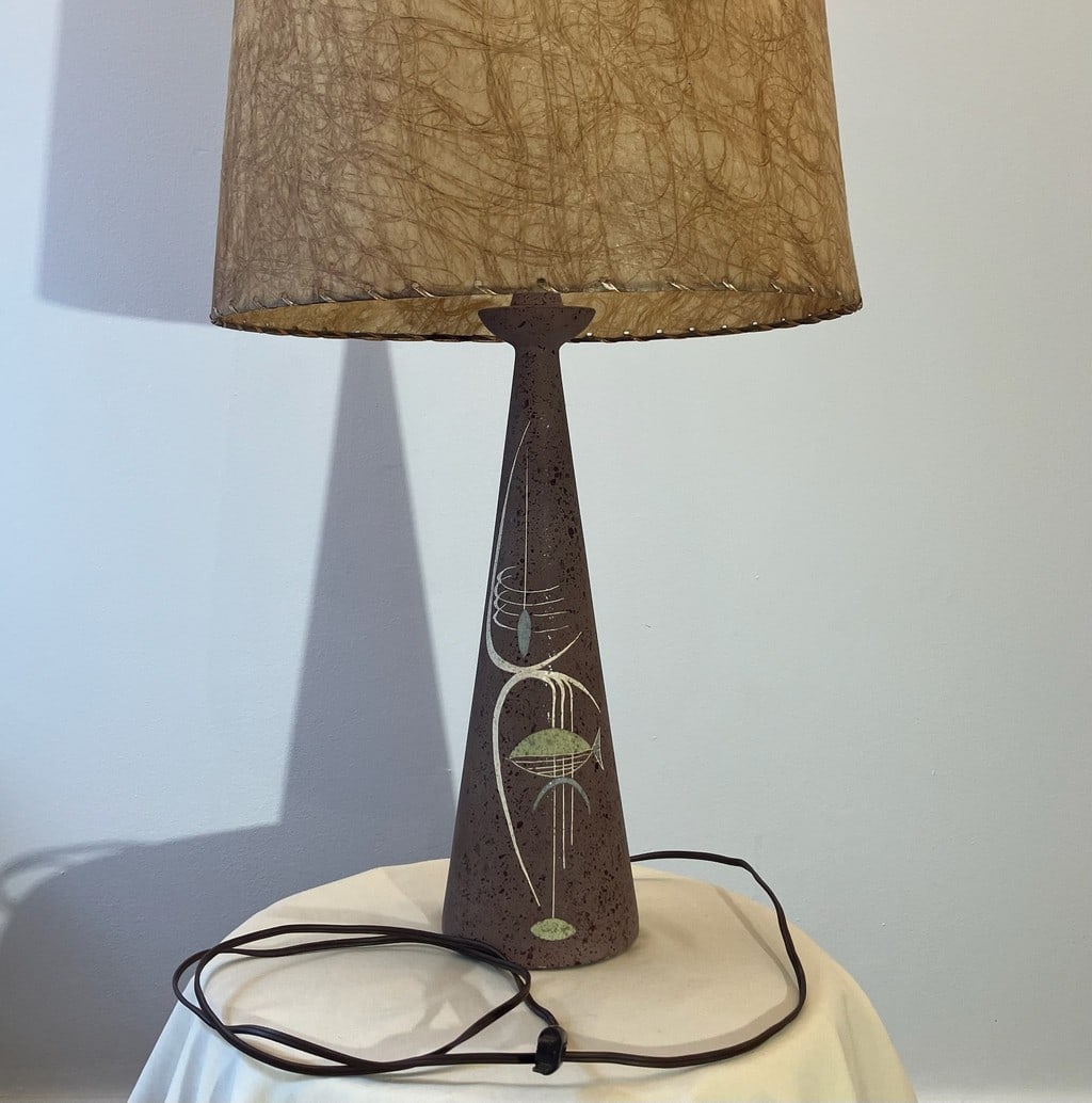 Tye of California Mid-Century Modern Conical Ceramic Table Lamp with Fiberglass Shade - 9