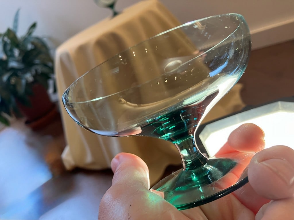 Set of 8 Mid-Century Modern Seafoam Glass Coupes and Water Glasses - 2