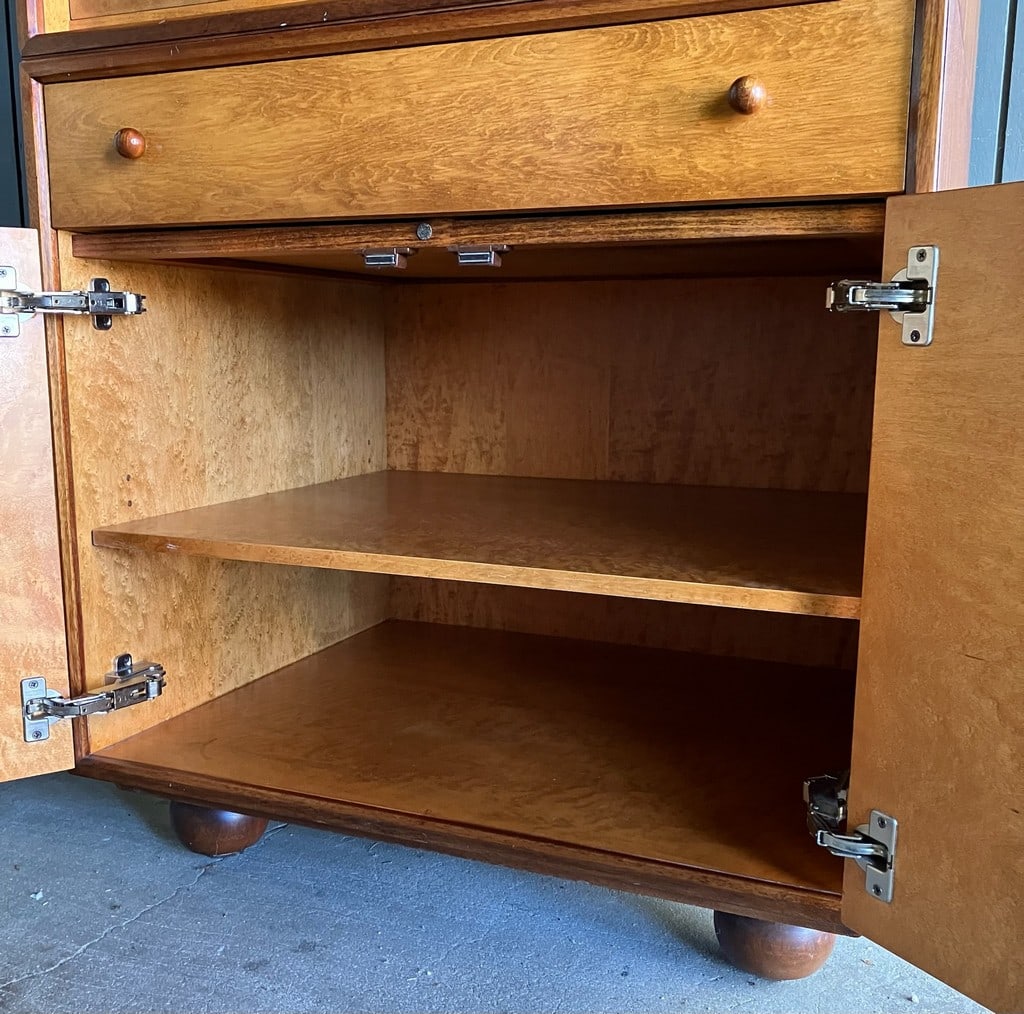 1980s Hickory Kaylyn "Gear" Mahogany and Birdseye Maple Bar Cabinet with Secretary - 4