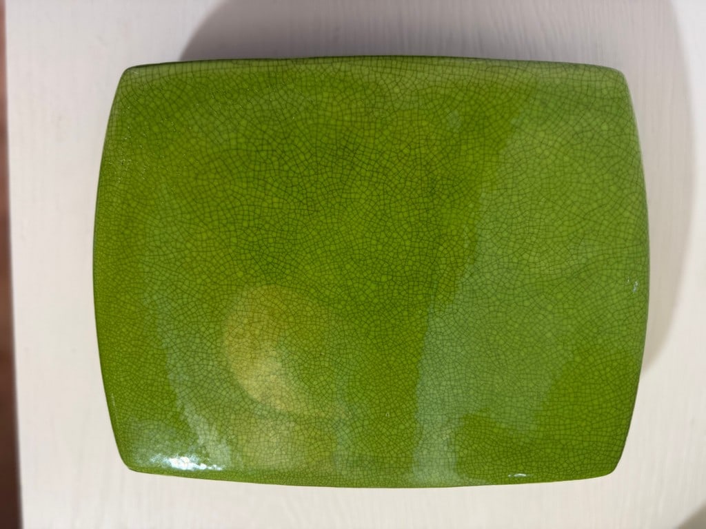 A Pair with f Chartreuse Crackle Glaze Ceramic Vases - 6