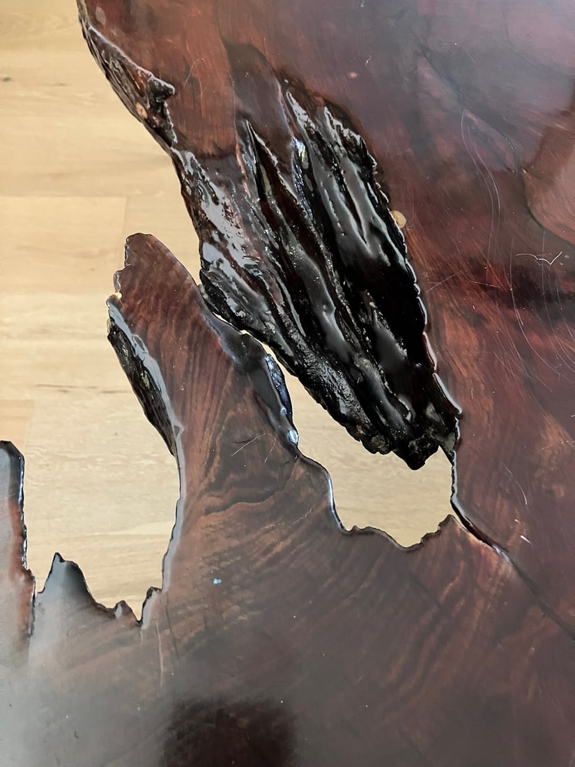 Modern Redwood Slab Coffee table with Hairpin Legs - 5